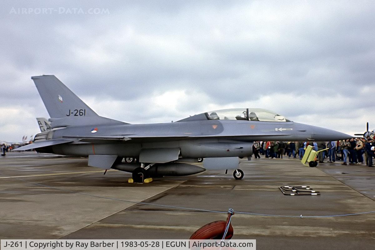 J-261, Fokker F-16B Fighting Falcon C/N 6E-3, General Dynamics F-16B Fighting Falcon [6E-3] (Royal Netherlands Air Force) RAF Mildenhall~G 28/05/1983. From a slide.