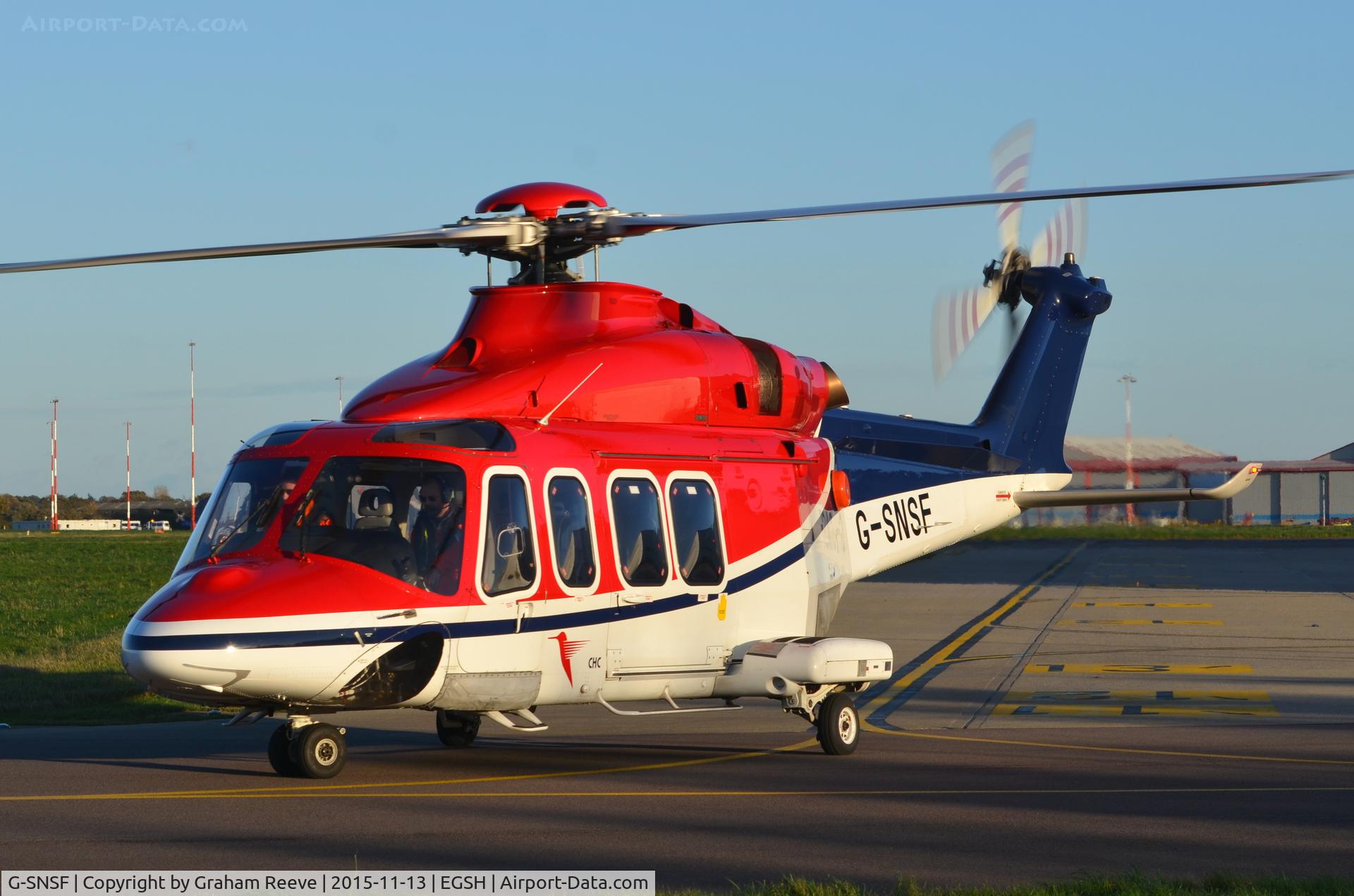 G-SNSF, 2012 AgustaWestland AW-139 C/N 31407, Departing from Norwich.