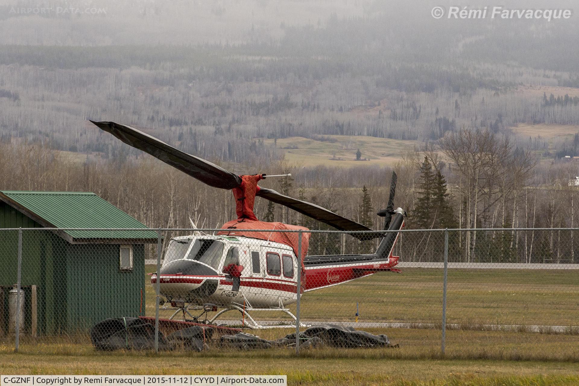 C-GZNF, 1973 Bell 212 C/N 30580, Ensconced for the day.