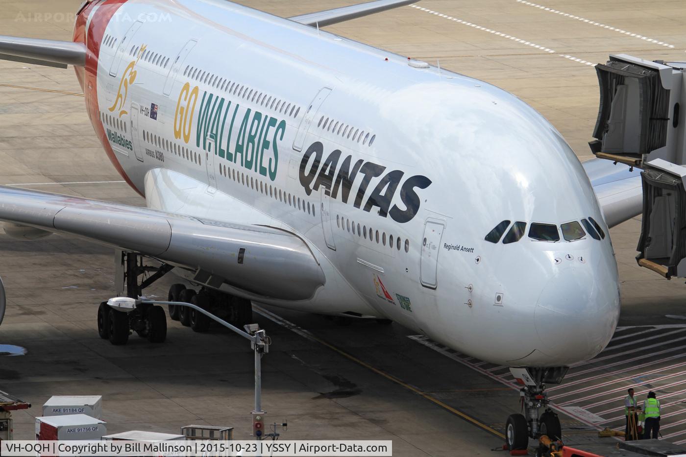 VH-OQH, 2009 Airbus A380-842 C/N 050, Yhe Wallabies went.... and came home empty handed once more. 
The All Blacks won the Rugby World Cup again :)