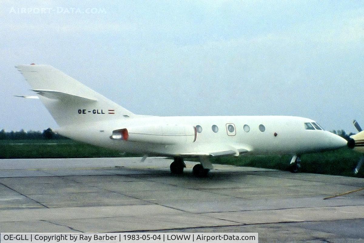 OE-GLL, 1974 Dassault Falcon (Mystere) 20E-5 C/N 307, Dassault Falcon 20E-5 [307] Vienna-Schwechat~OE 04/05/1983. From a slide . Not the best of images.