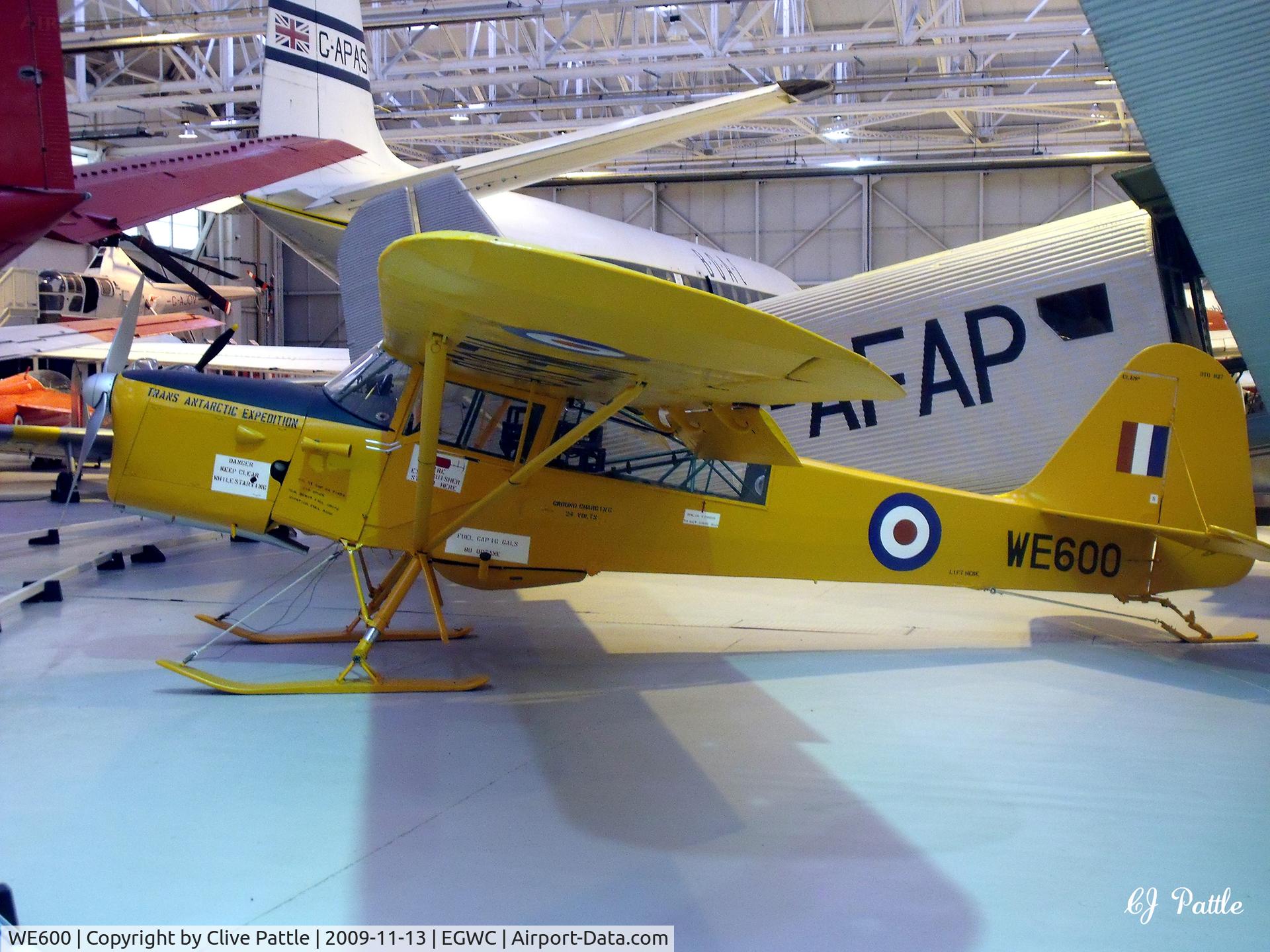 WE600, Auster C-4 Auster T7 Antarctic C/N Not found WE600, Preserved with the Royal Air Museum at RAF Cosford EGWC.