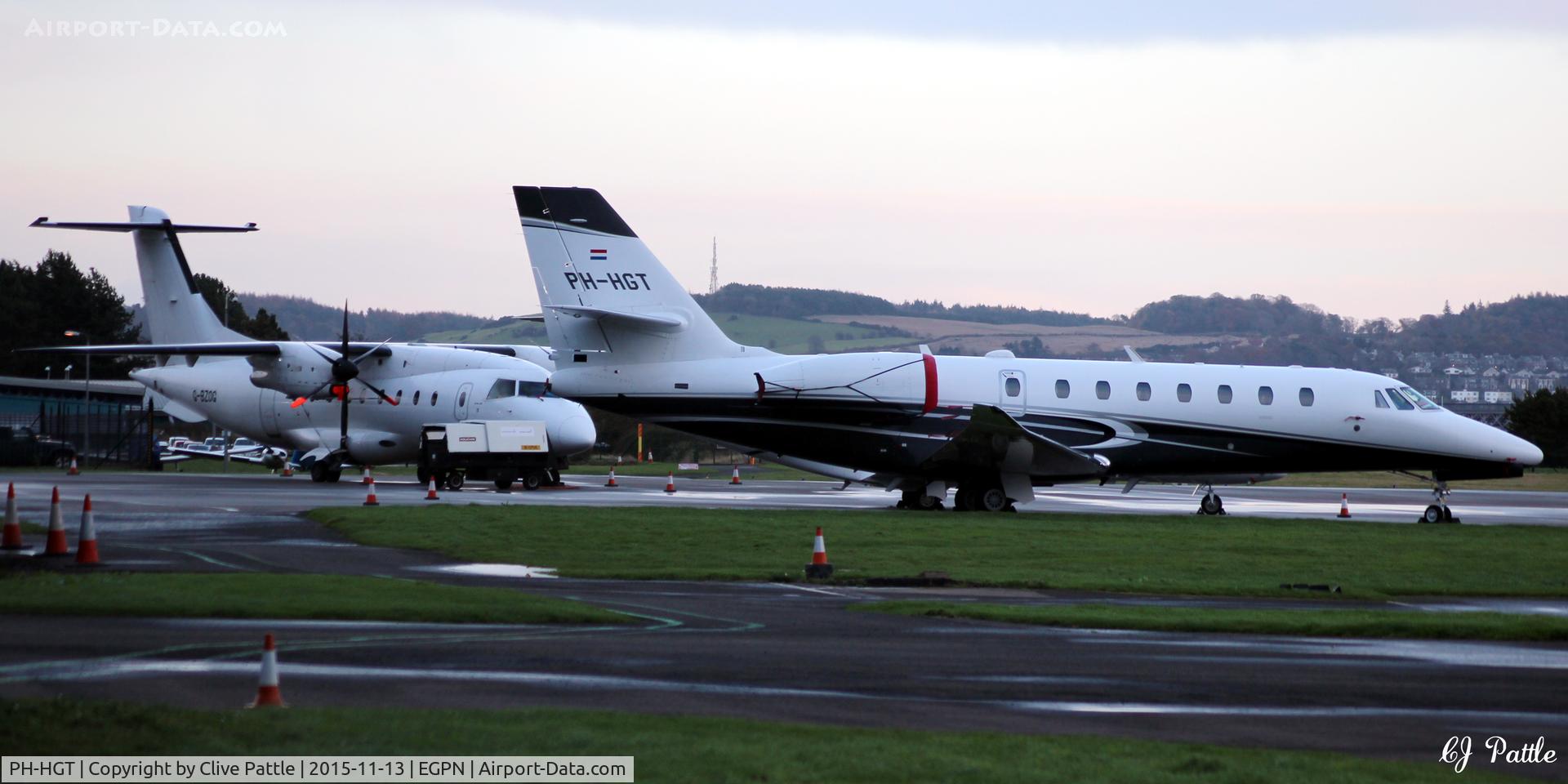 PH-HGT, 2014 Cessna 680 Citation Sovereign+ C/N 680-0530, On the busy ramp at Dundee Riverside Airport EGPN