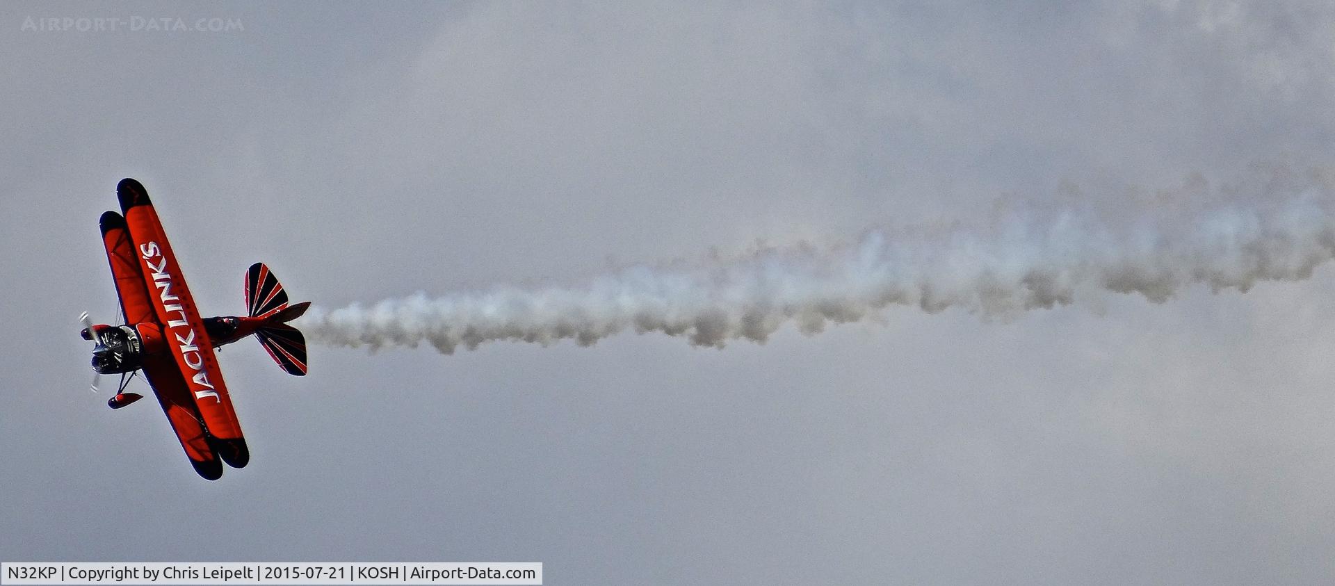 N32KP, 2013 Jet Waco ATO C/N 001, John Klat performing in his Waco (modified with Jet Engine on bottom) at EAA AirVenture 2015. Probably the loudest thing I've ever heard.