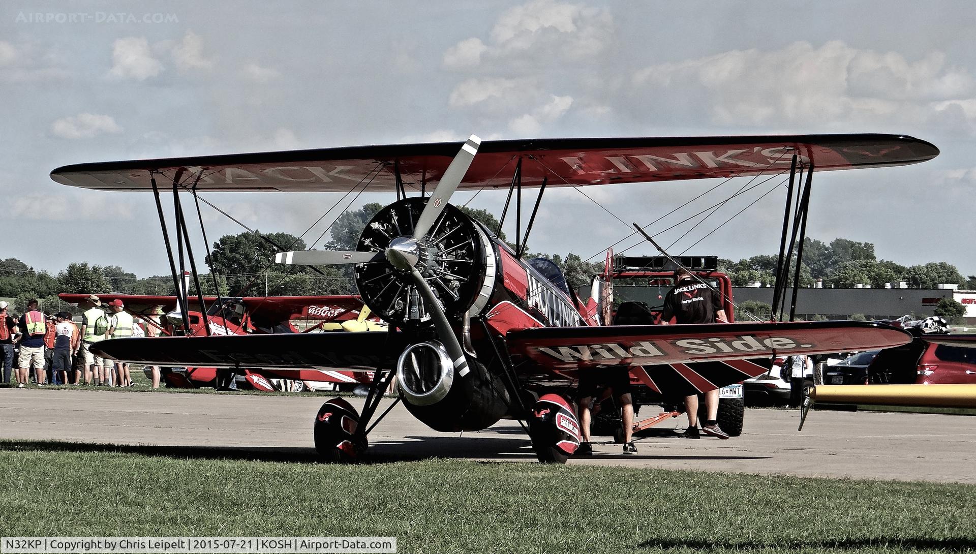 N32KP, 2013 Jet Waco ATO C/N 001, CLOSE UP VIEW of John Klatt's Waco ATO (with modified Jet Engine on bottom) just after airshow at EAA AirVenture 2015.