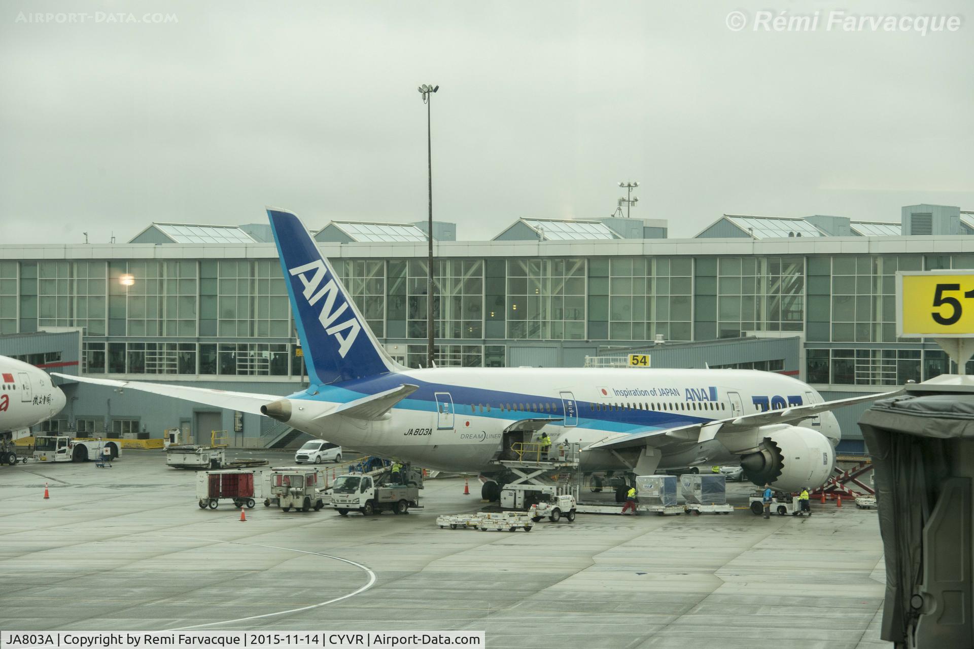 JA803A, 2011 Boeing 787-8 Dreamliner C/N 34485, Loading in International wing