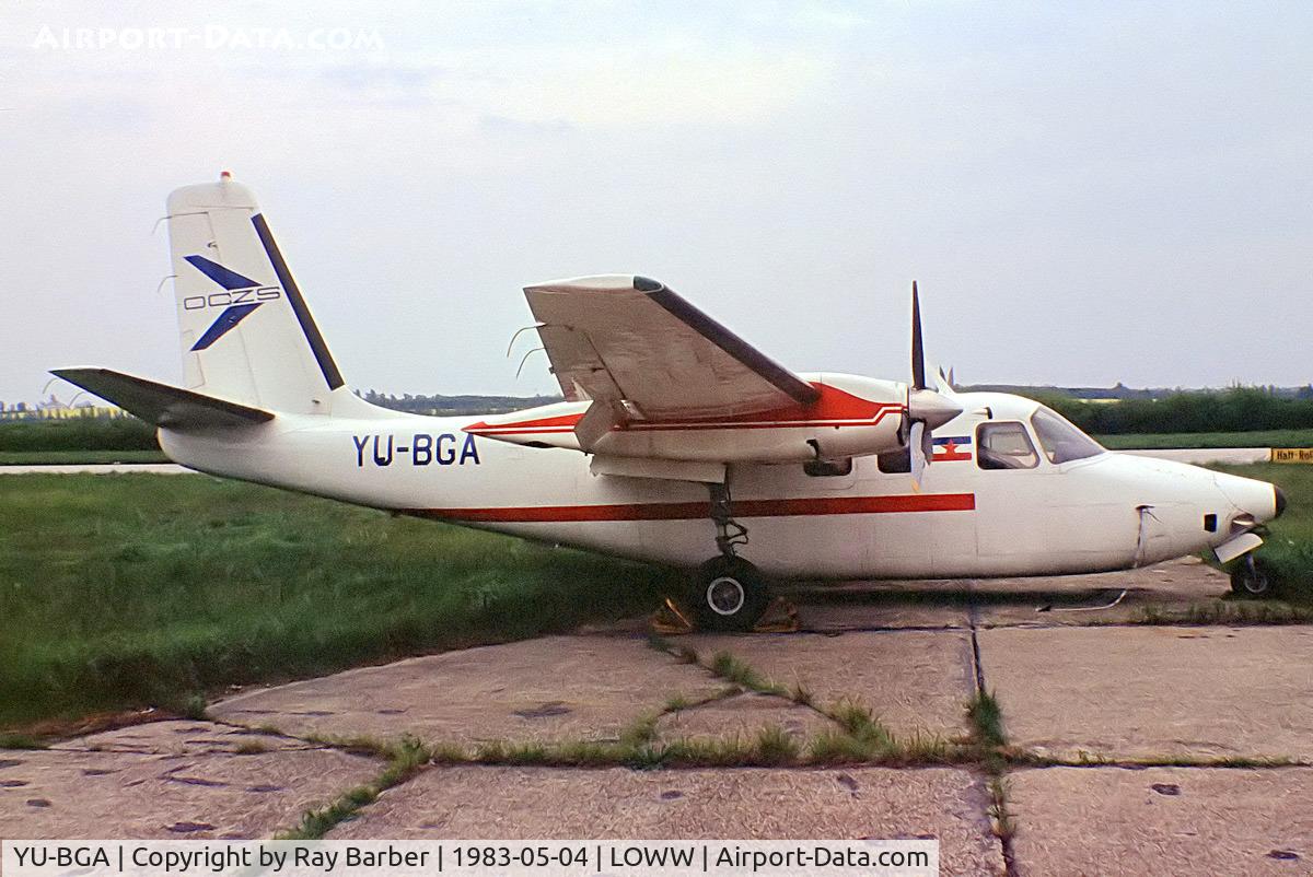 YU-BGA, 1969 Aero Commander 500S Shrike Commander C/N 1874-47, Aero Commander 500S Shrike Commander [1874-47] Vienna-Schwechat~OE 04/05/1983. From a slide.