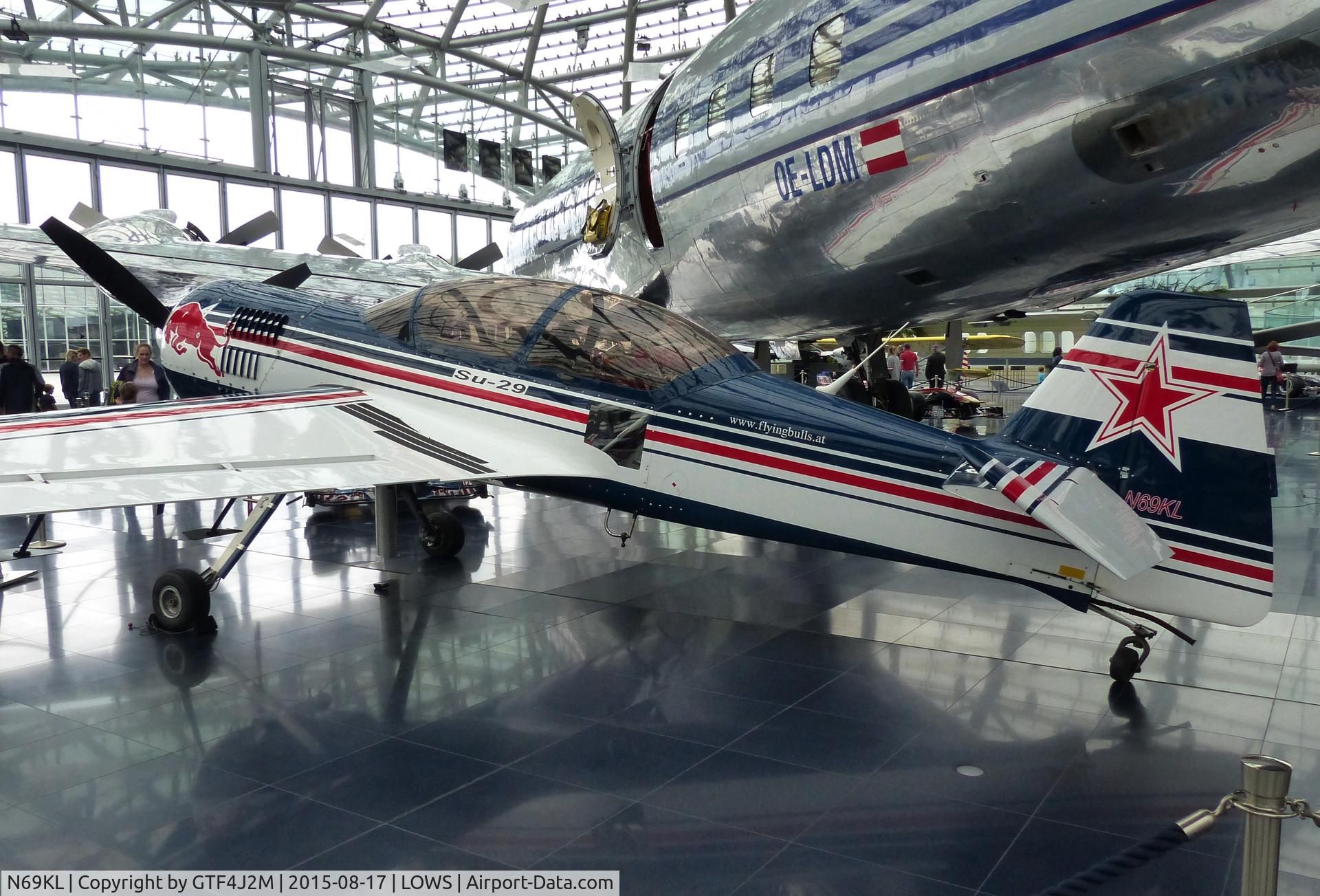 N69KL, 2000 Sukhoi Su-29 C/N 90-04, N69KL displayed in Red Bull hangar at Salzburg 17.8.15