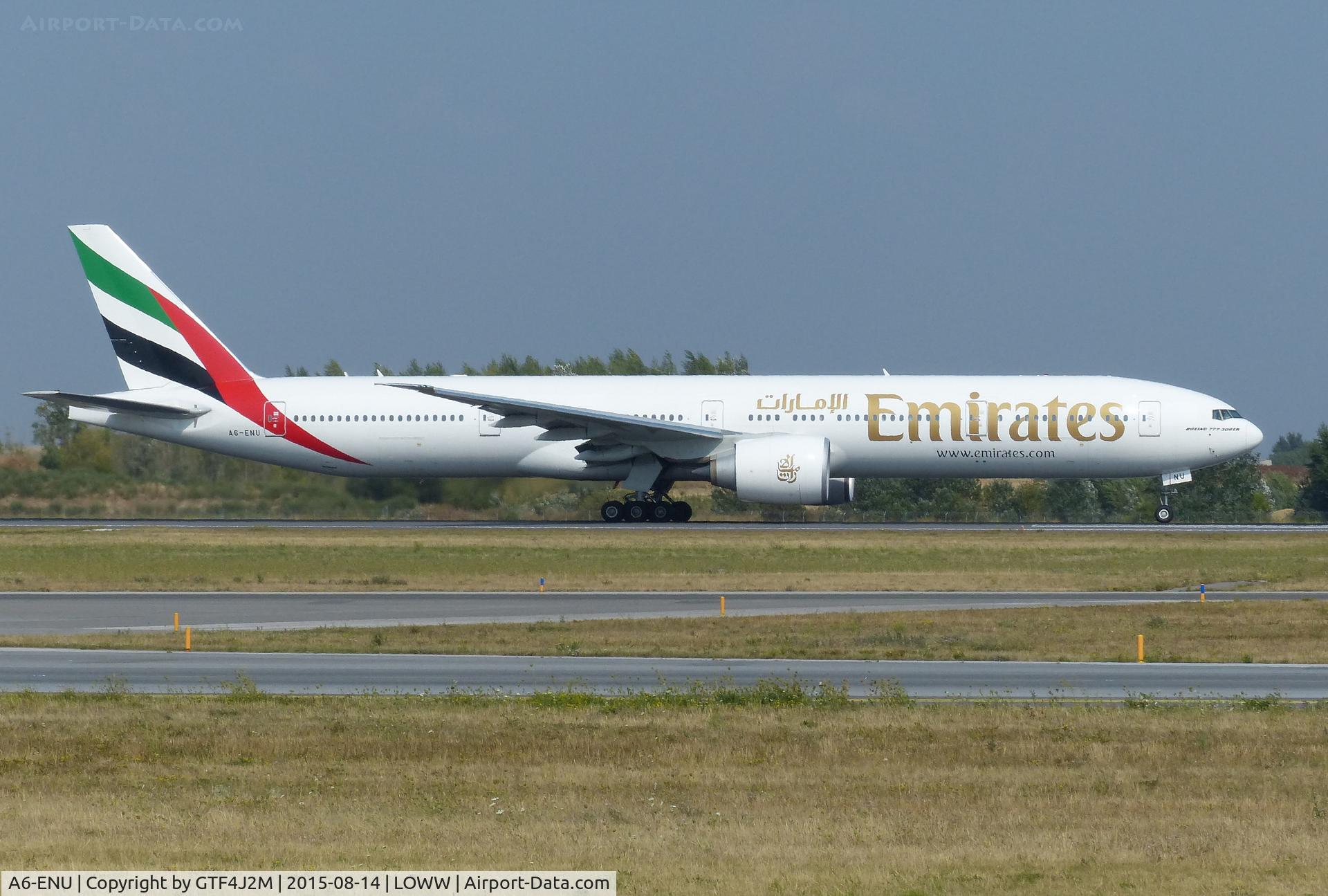 A6-ENU, 2014 Boeing 777-31H/ER C/N 41367, A6-ENU at Vienna 14.8.15