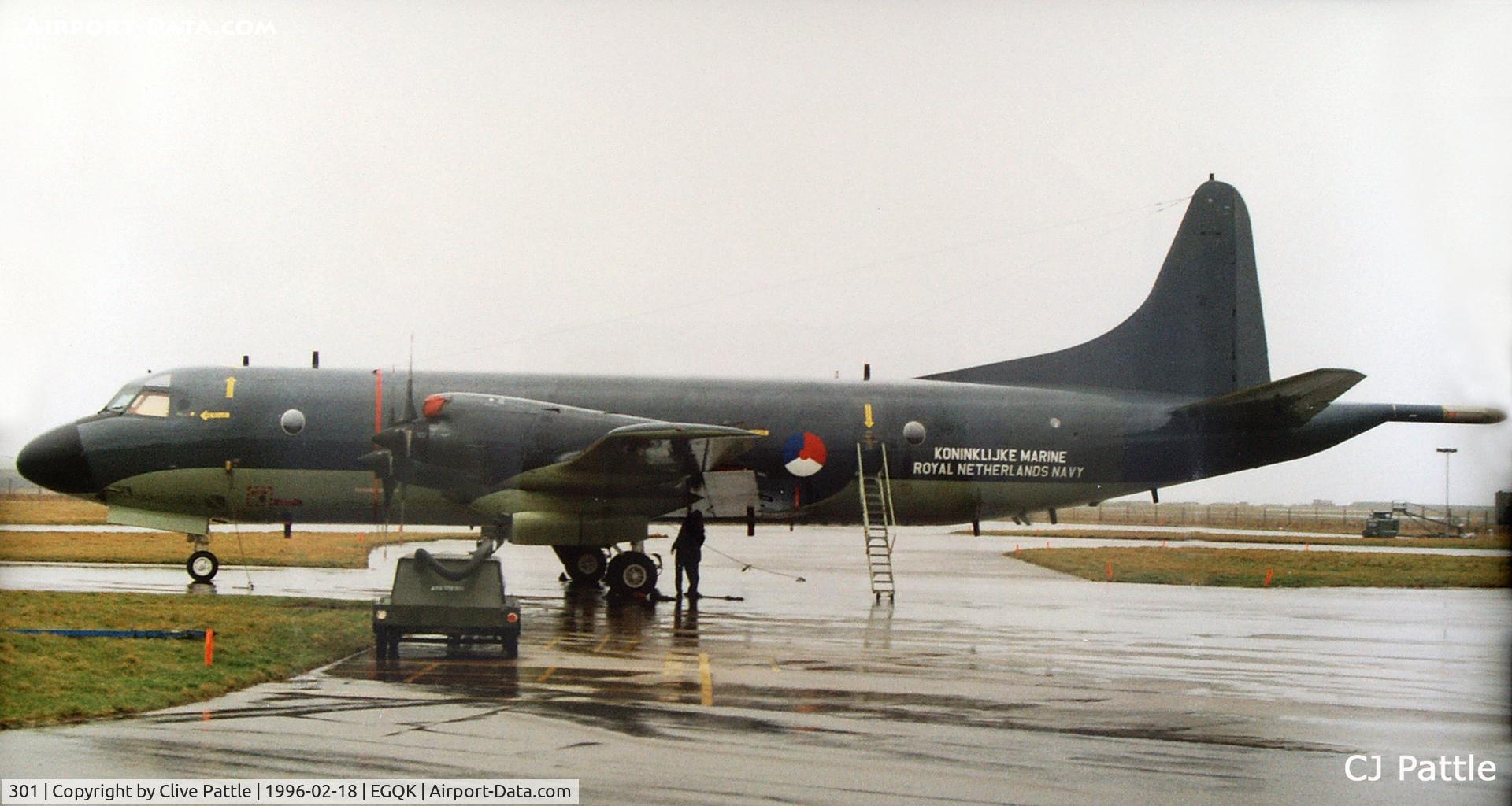 301, Lockheed P-3C-II Orion C/N 285E-5737, On the ramp at RAF Kinloss EGQK during an Exercise.
