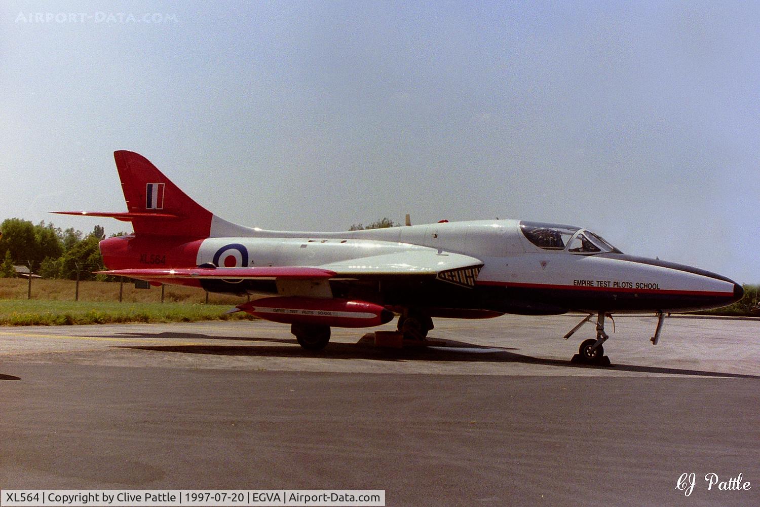 XL564, 1957 Hawker Hunter T.7 C/N 41H-693715, Scanned from print - At RIAT '97 EGVA