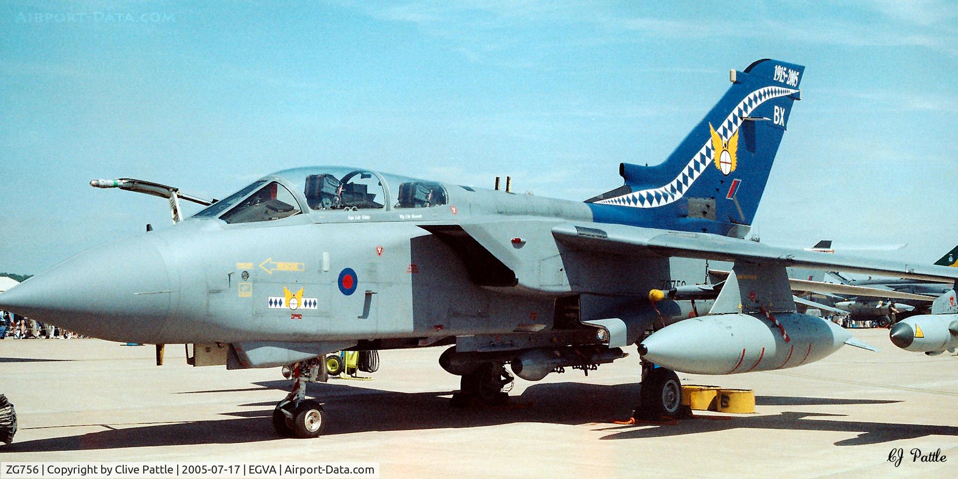 ZG756, 1991 Panavia Tornado GR.4 C/N 880/BT054/3431, Pictured at RIAT '05 whilst coded 'BX' with RAF 14 Sqn, in special ‘1915-2005 90th Anniversary’ markings.