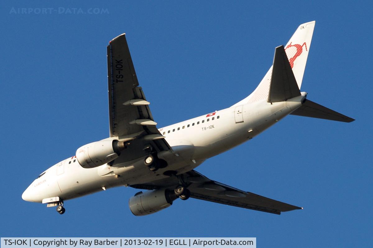 TS-IOK, 1999 Boeing 737-6H3 C/N 29496, Boeing 737-6H3 [29496] (Tunis Air) Home~G 19/02/2013. On approach 27R.