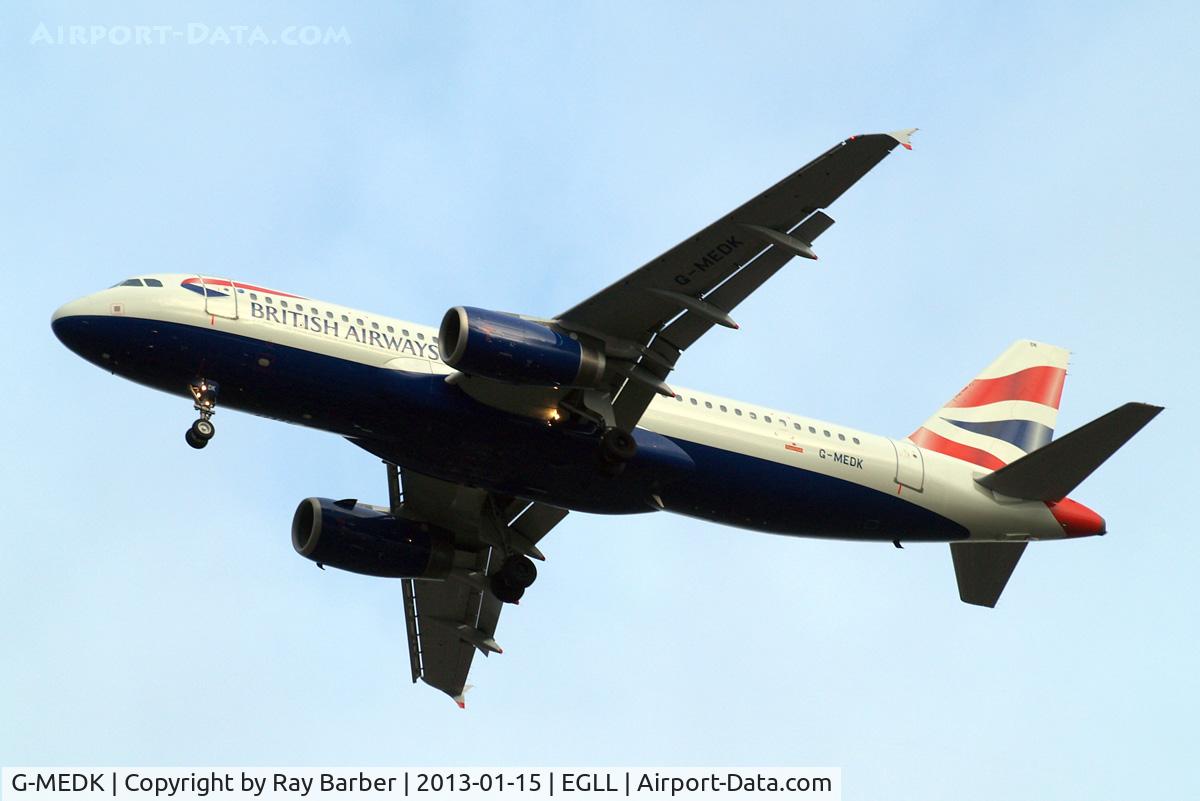 G-MEDK, 2005 Airbus A320-232 C/N 2441, Airbus A320-232 [2441] (British Airways) Home~G 15/01/2013. On approach 27R.