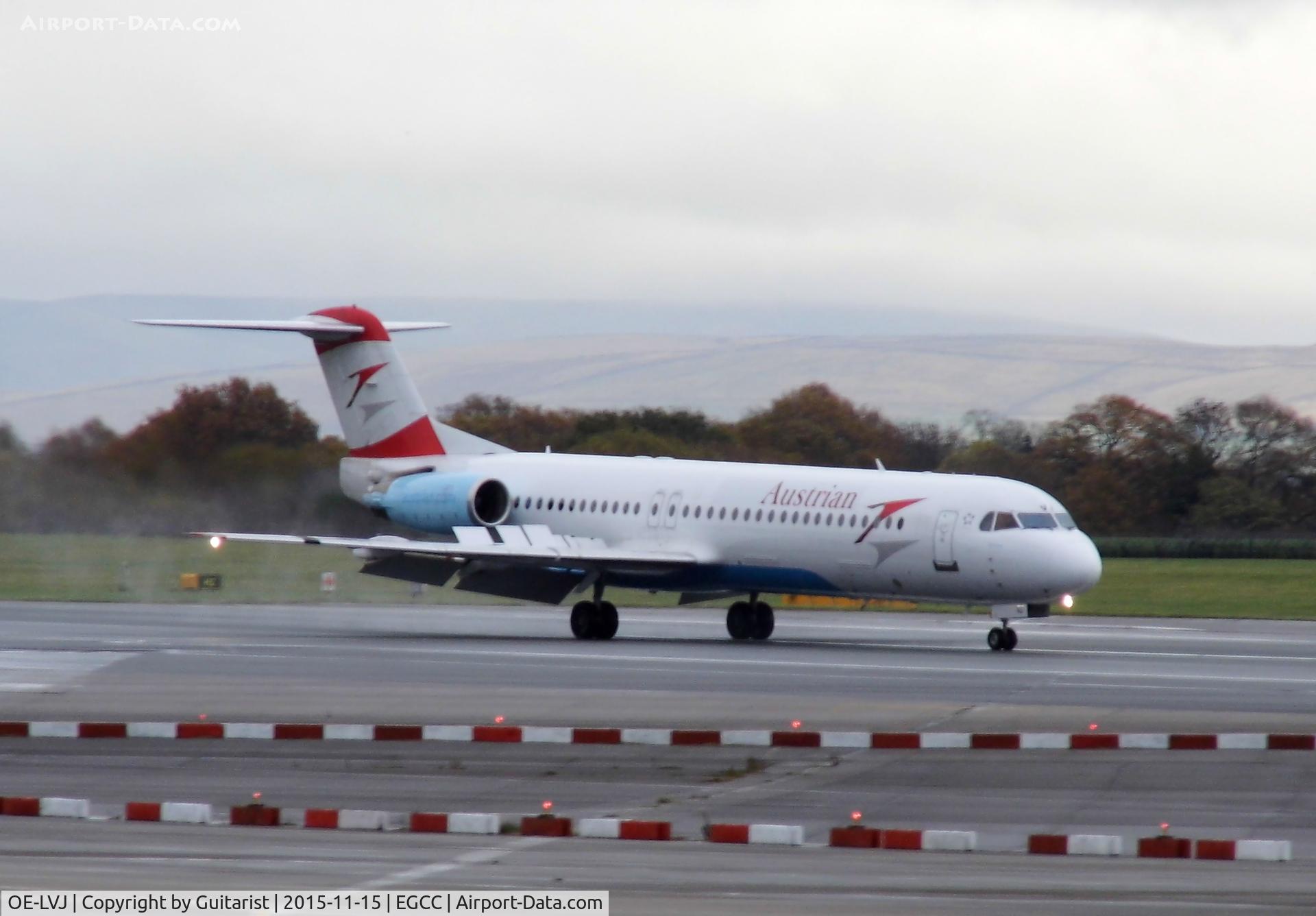 OE-LVJ, 1991 Fokker 100 (F-28-0100) C/N 11359, At Manchester