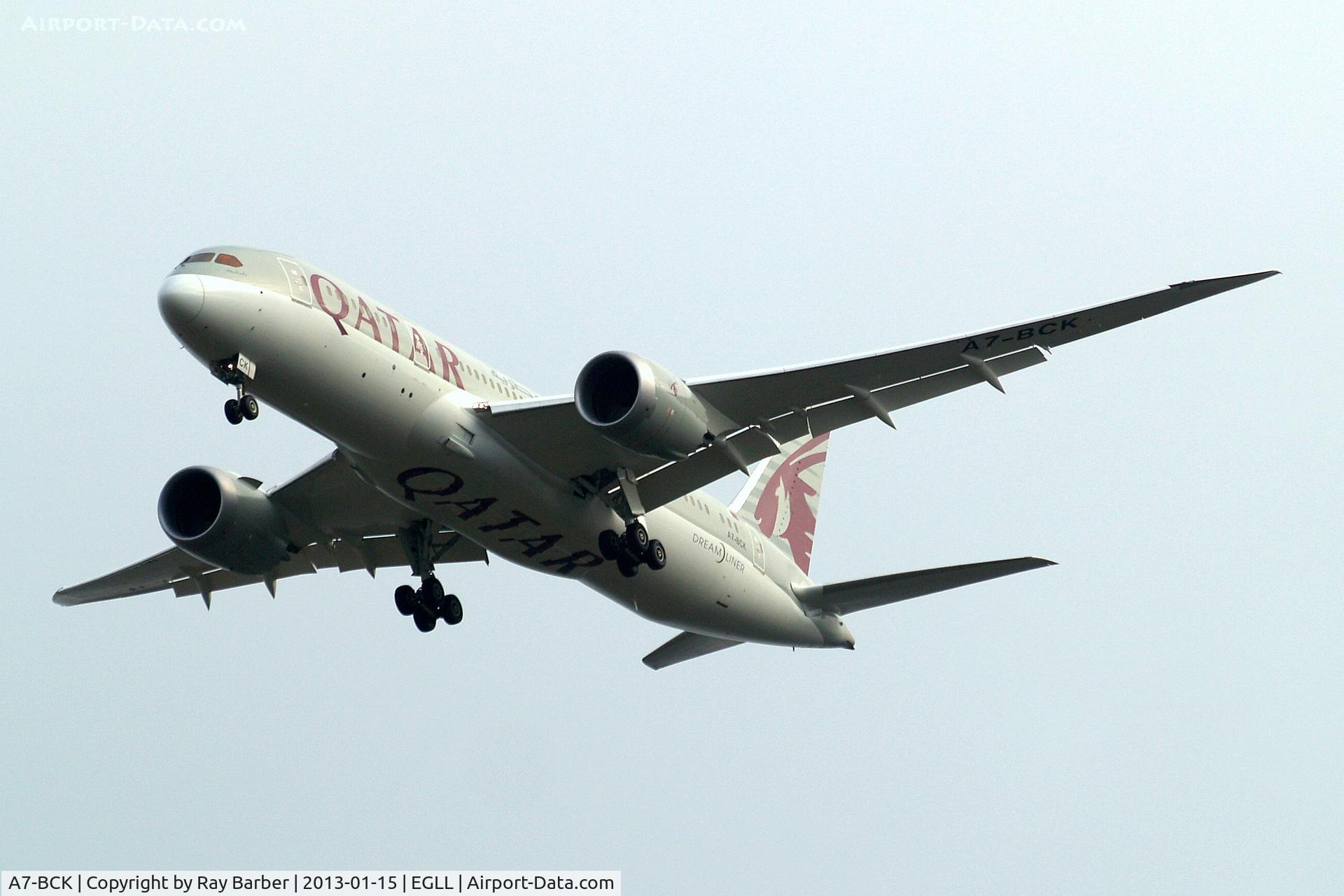A7-BCK, 2012 Boeing 787-8 Dreamliner C/N 38329, Boeing 787-8 Dreamliner [38329] (Qatar Airways) Home~G 15/01/2013. On approach 27R.