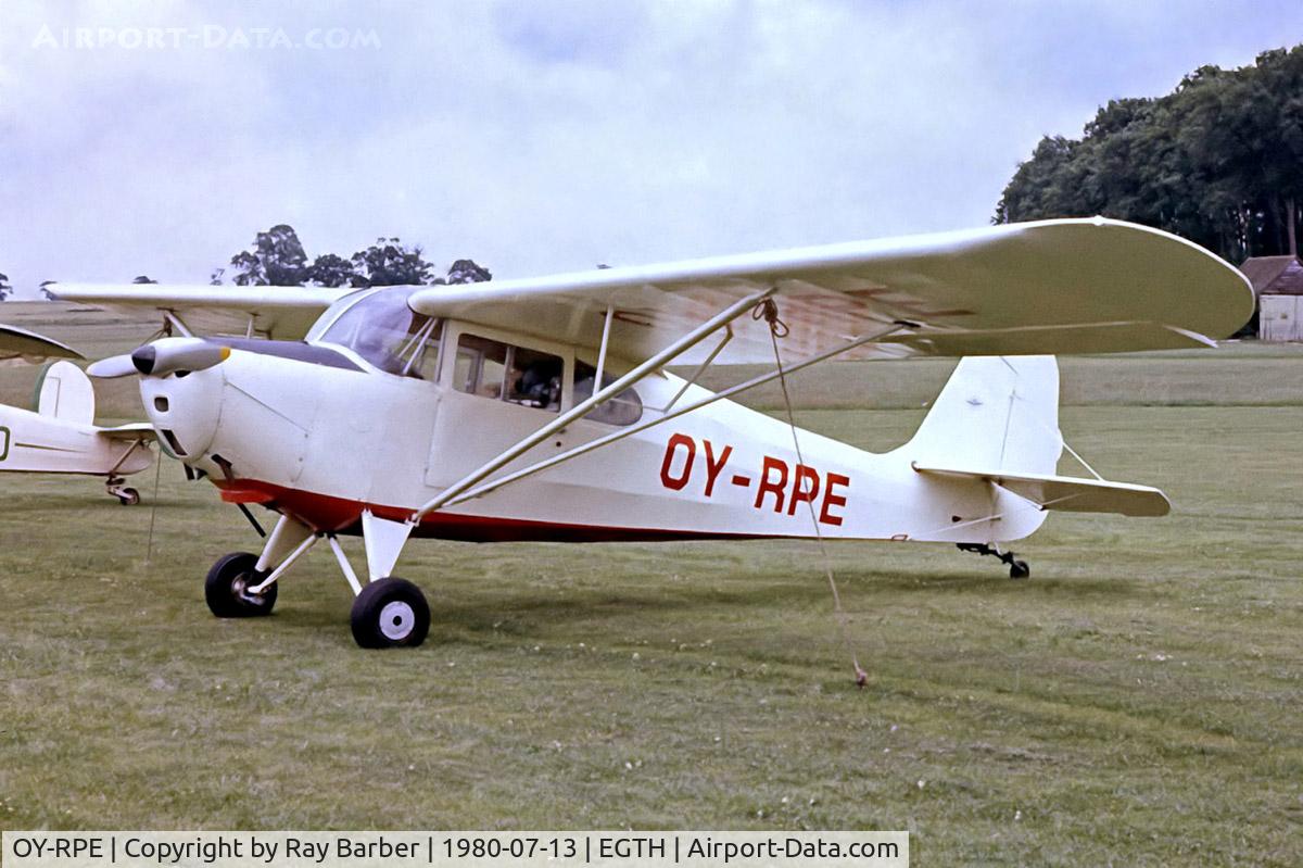 OY-RPE, 1947 Aeronca 11AC Chief C/N 11AC-1603, Aeronca 11AC Chief [11AC-1603] Old Warden~G 13/07/1980. From a slide.