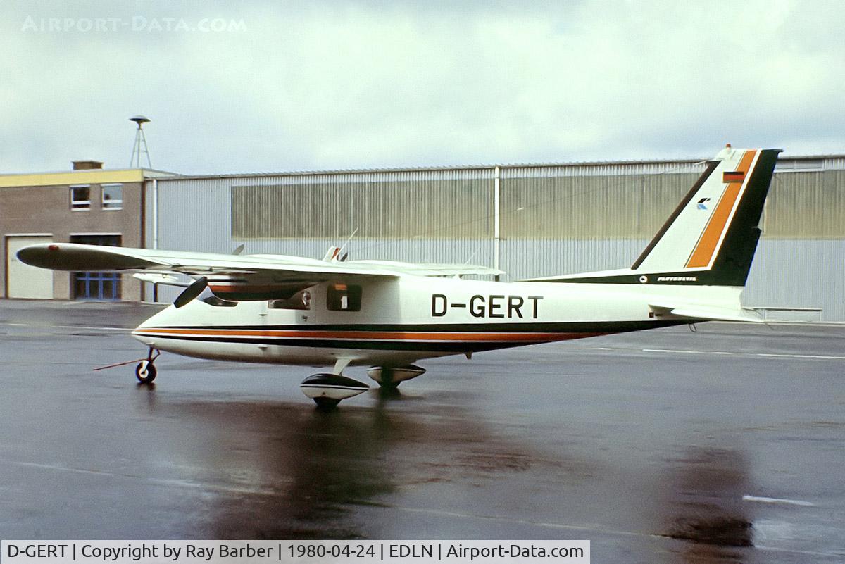 D-GERT, 1975 Partenavia P-68B C/N 47, Partenavia P.68B Victor [47] Monchengladbach~D 24/04/1980. From a slide.