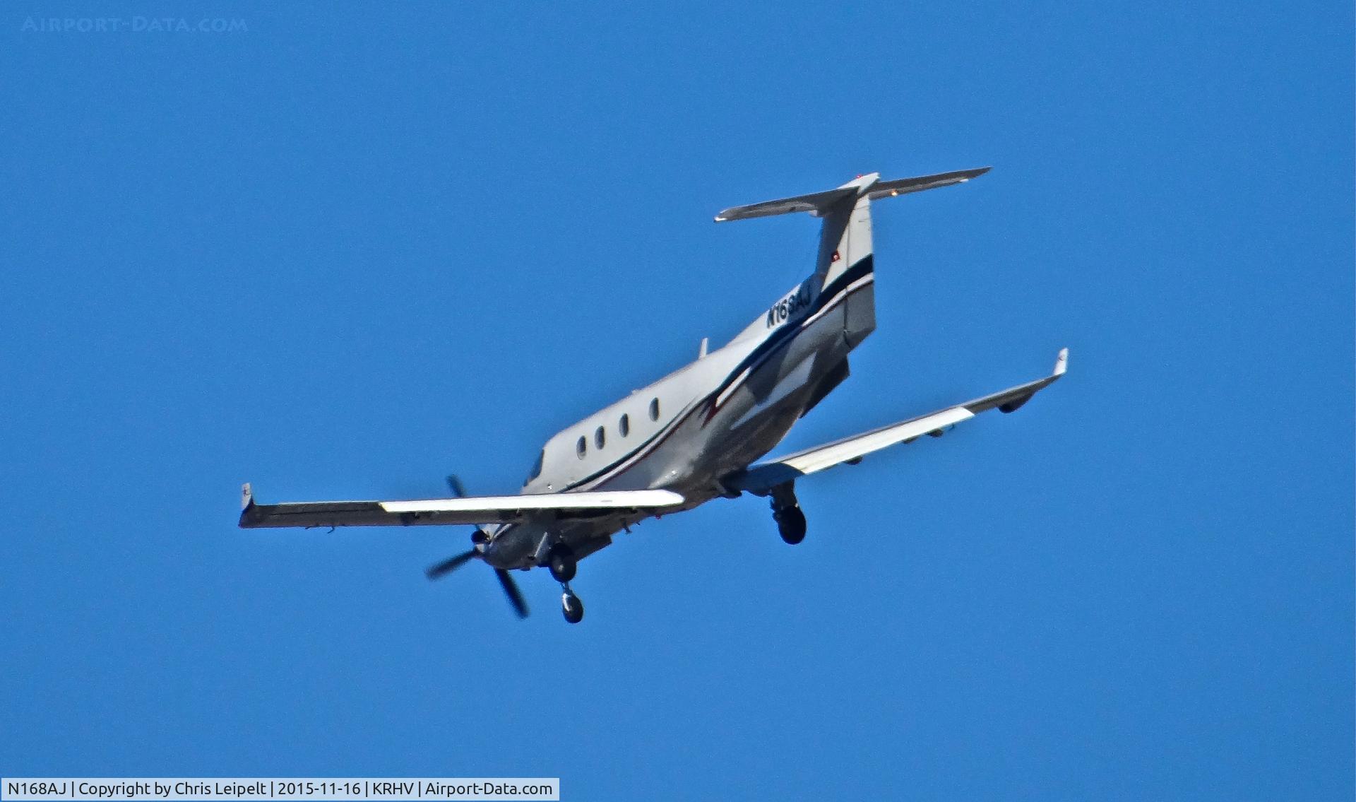 N168AJ, 2000 Pilatus PC 12/45 C/N 377, Adnap Aviation LLC (Azusa, California) 2000 Pilatus PC-12/45 landing runway 31L on a windy day at Reid Hillview Airport, San Jose, CA. A transient Cessna Caravan landed parallel with this one and I was deciding which one to take a picture of!