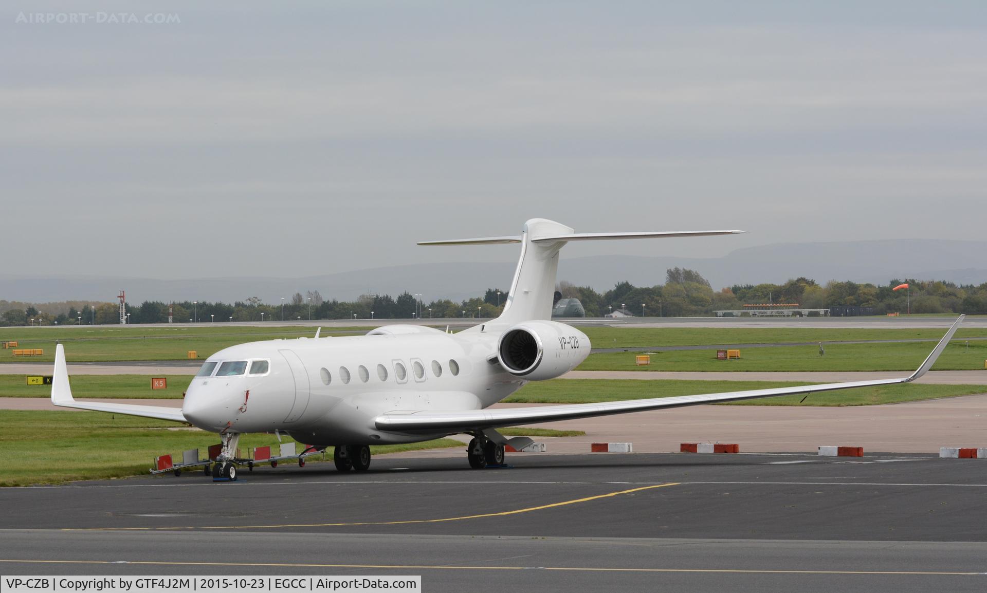 VP-CZB, 2015 Gulfstream Aerospace G650 (G-VI) C/N 6129, VP-CZB at Manchester 23.10.15