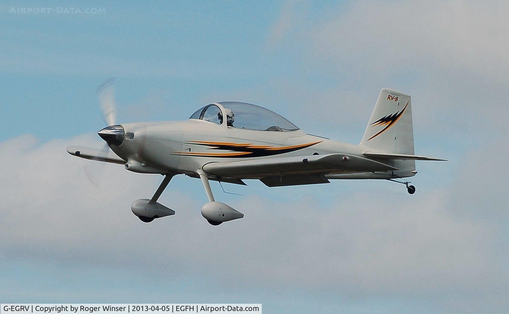 G-EGRV, 2007 Vans RV-8 C/N PFA 303-13639, Resident RV-8 on finals to land on Runway 28.