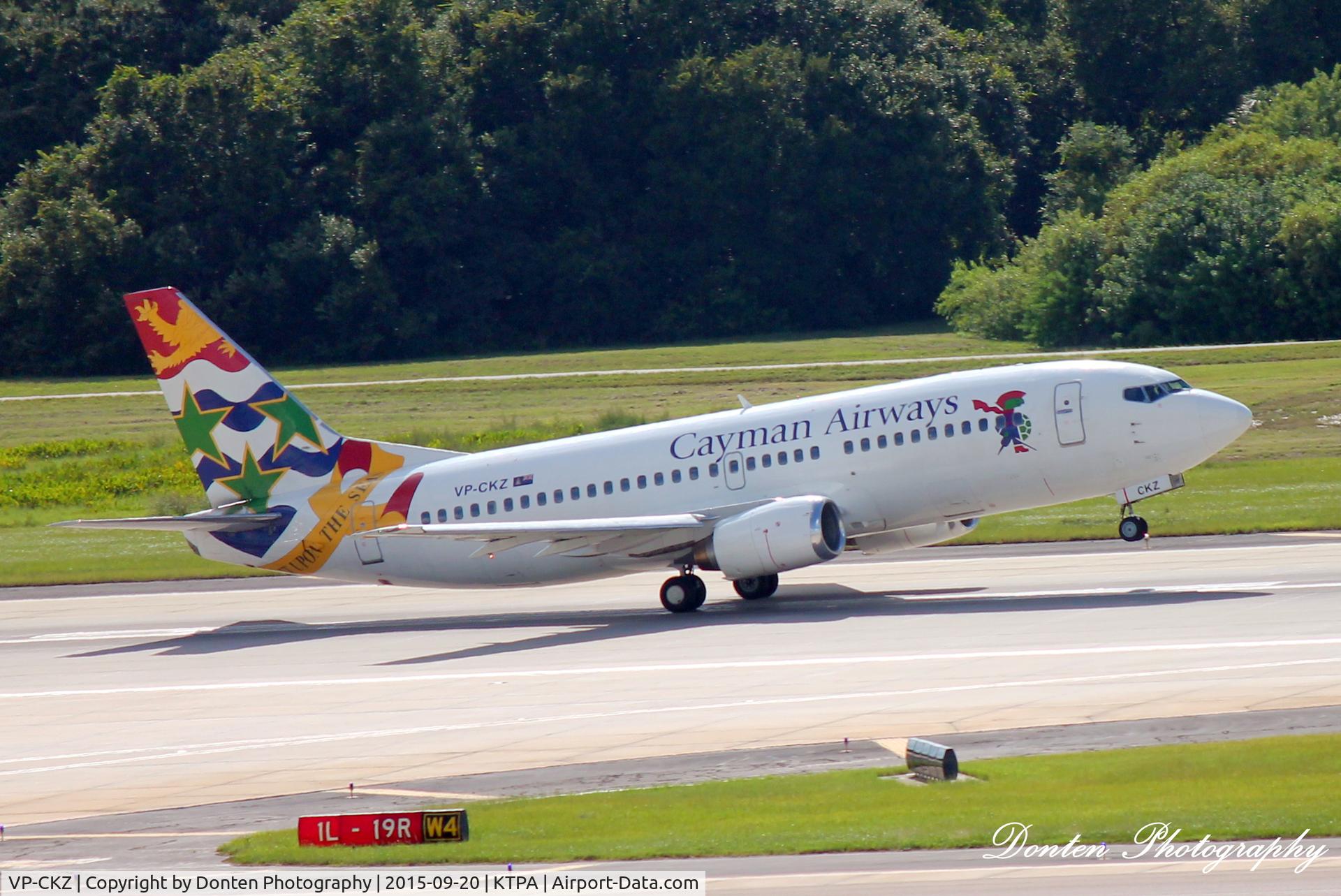 VP-CKZ, 1996 Boeing 737-36E C/N 27626, Cayman Flight 205 (VP-CKZ) departs Tampa International Airport enroute to Owen Roberts International Airport