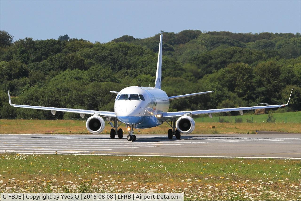 G-FBJE, 2012 Embraer 175STD (ERJ-170-200) C/N 17000336, Embraer ERJ-175STD, Lining up prior take off rwy 07R, Brest-Bretagne airport (LFRB-BES)