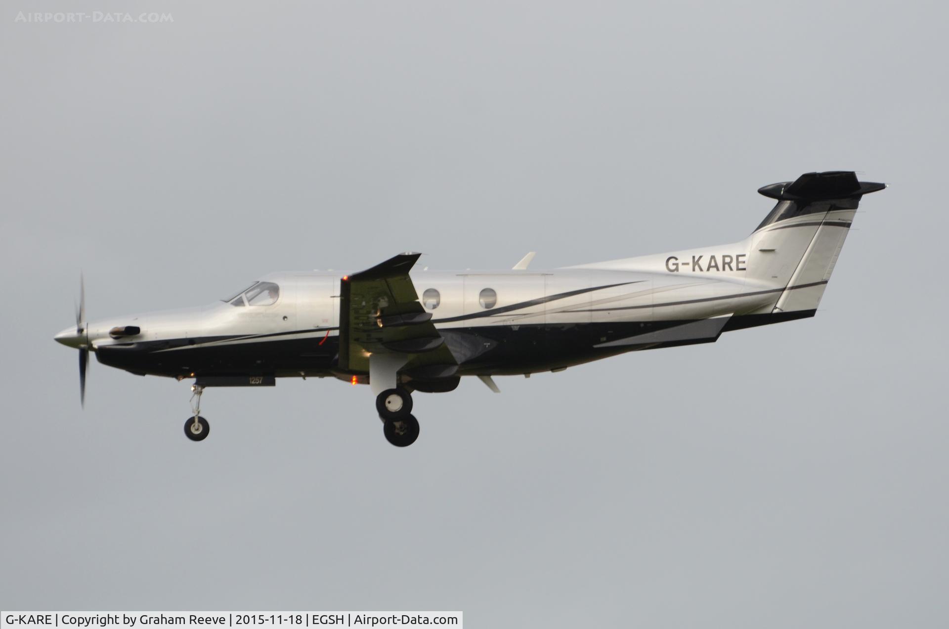 G-KARE, 2011 Pilatus PC-12/47E C/N 1257, Landing at Norwich.