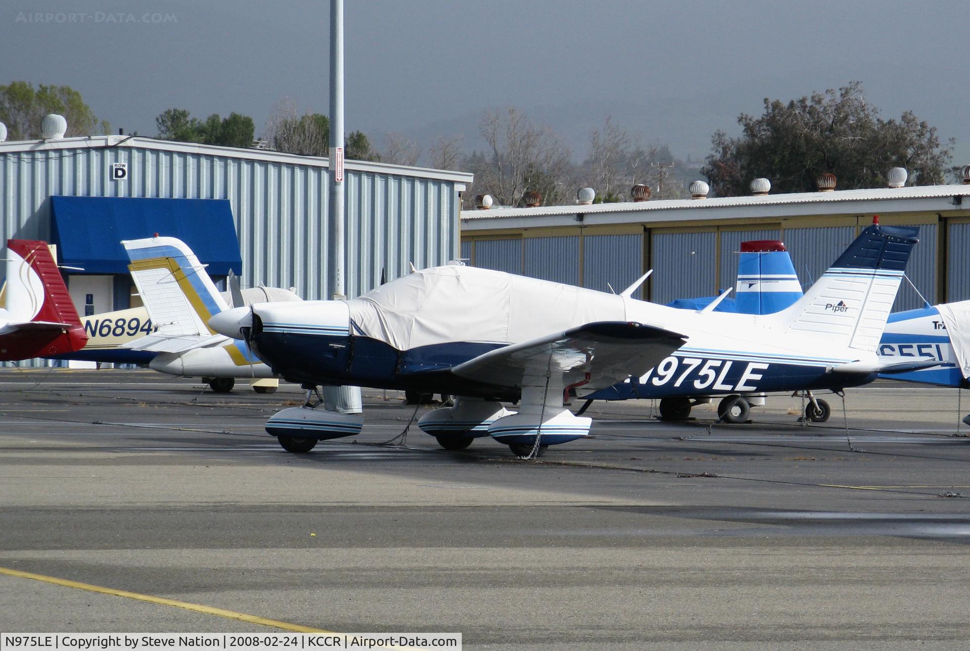 N975LE, 1975 Piper PA-28-181 C/N 28-7690001, Locally-based 1975 Piper PA-28-181 @ Buchanan Field, Concord, CA with cockpit cover (now registered to owner in Burlington, WI)