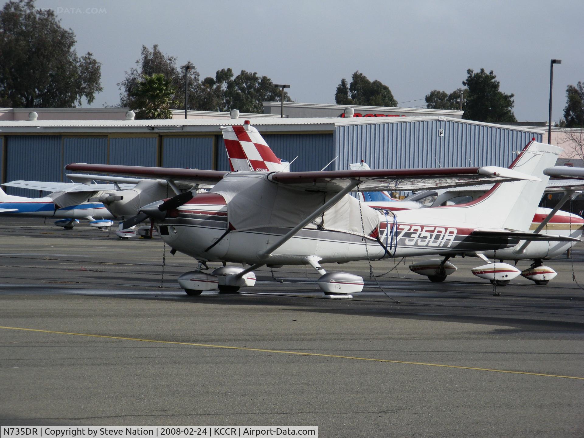 N735DR, 1977 Cessna 182Q Skylane C/N 18265346, Locally-based 1977 Cessna 182Q @ Buchanan Field, Concord, CA with cockpit cover (cancelled 2010 .06.02 as exported to Australia - now VH-MLE with R. L. Adams Pty Ltd., Pittsworth, QLD)