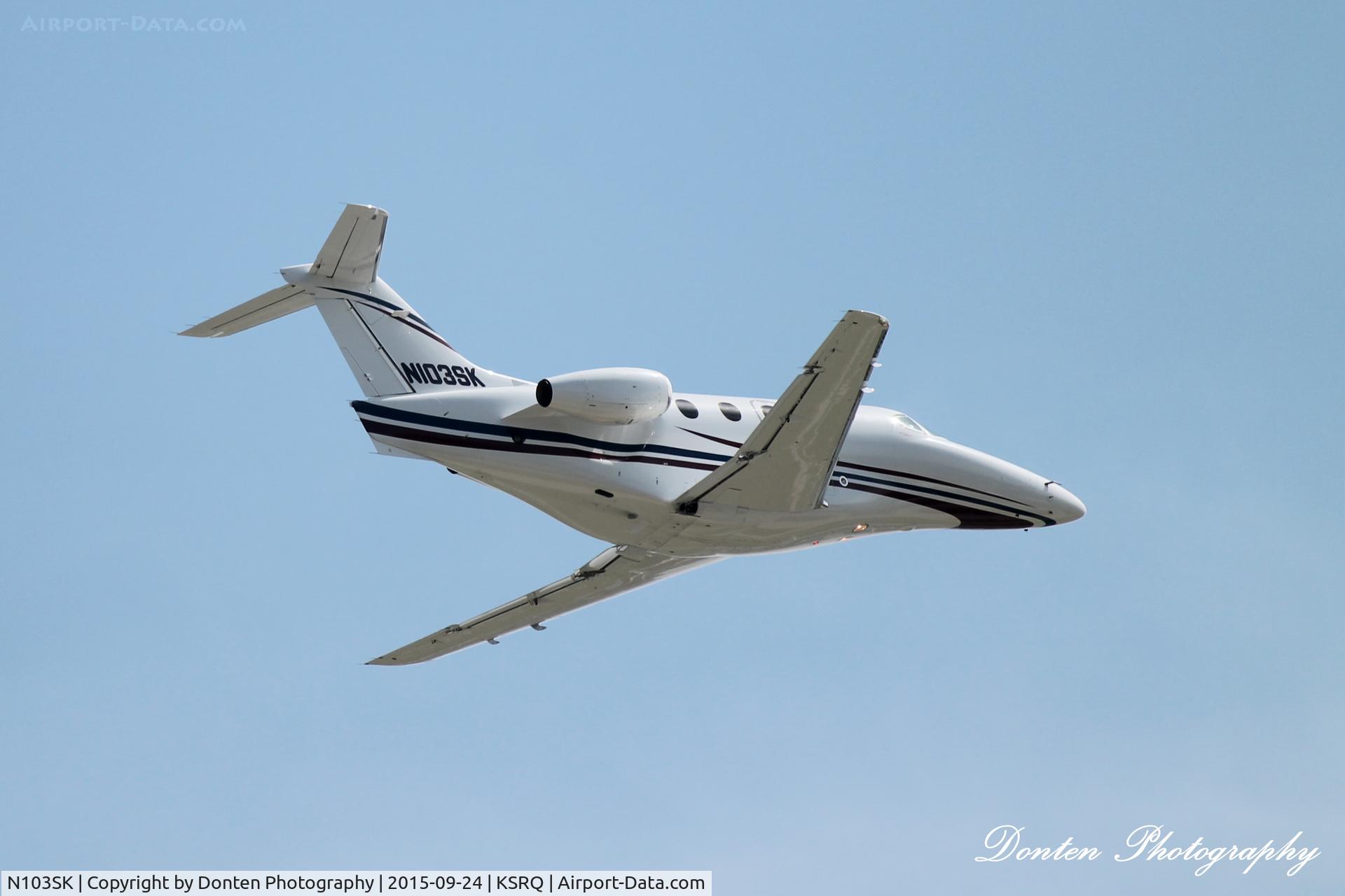 N103SK, 2006 Raytheon Aircraft Company 390 C/N RB-151, Raytheon Premier (N103SK) departs Sarasota-Bradenton International Airport enroute to New Castle Airport