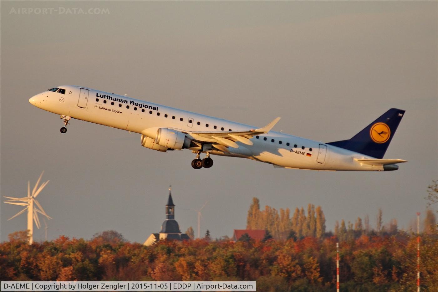 D-AEME, 2009 Embraer 195LR (ERJ-190-200LR) C/N 19000308, Westbound into sundown....