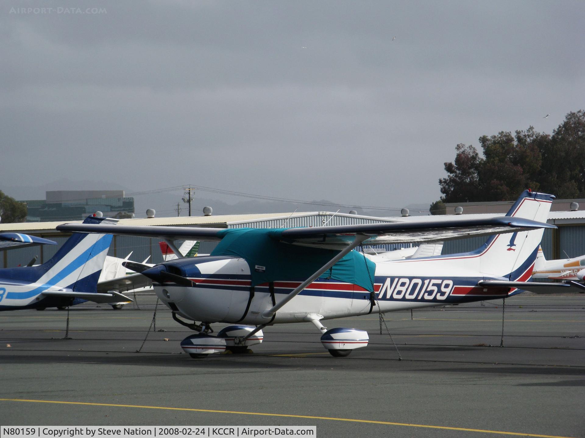 N80159, 1975 Cessna 172M C/N 17266408, Locally-based 1975 Cessna 172M @ Buchanan Field, Concord, CA with cockpit cover