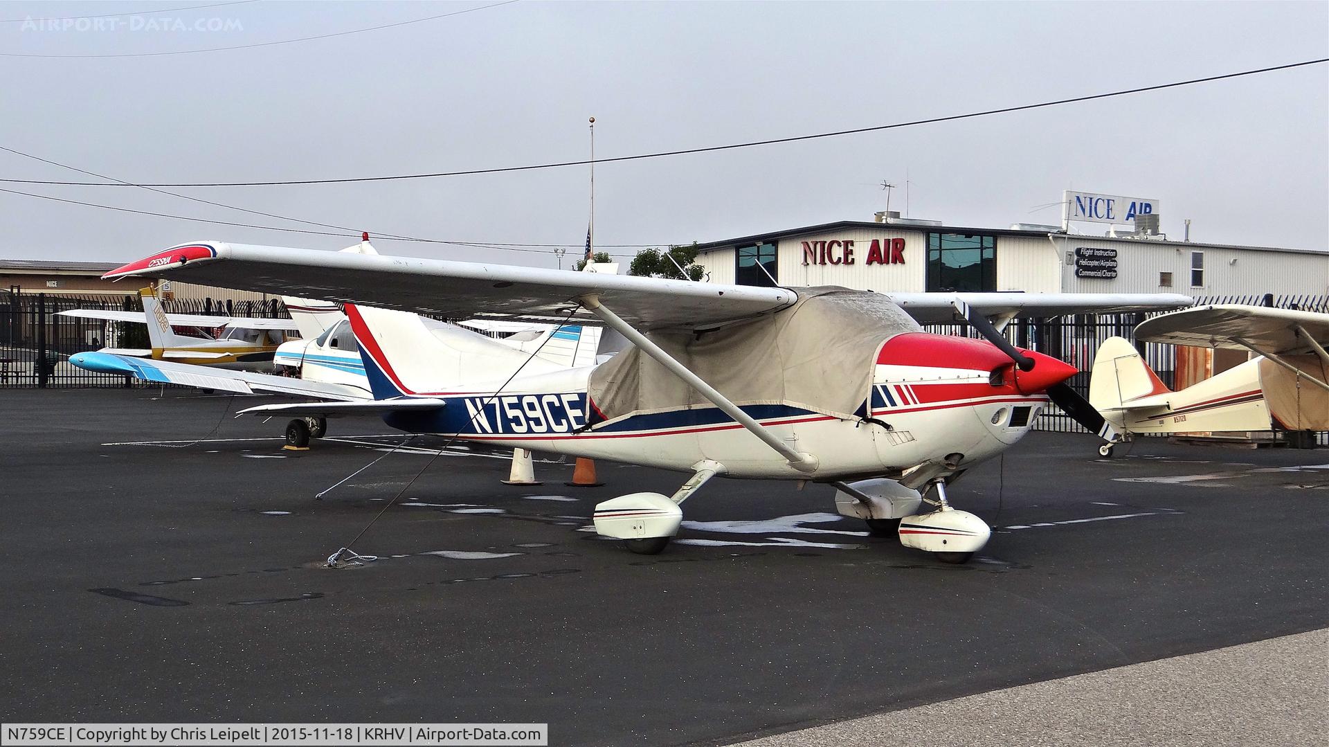 N759CE, 1977 Cessna 182Q Skylane C/N 18265880, Locally-based 1977 Cessna 182Q sitting at its tie down at Reid Hillview Airport, San Jose, CA.