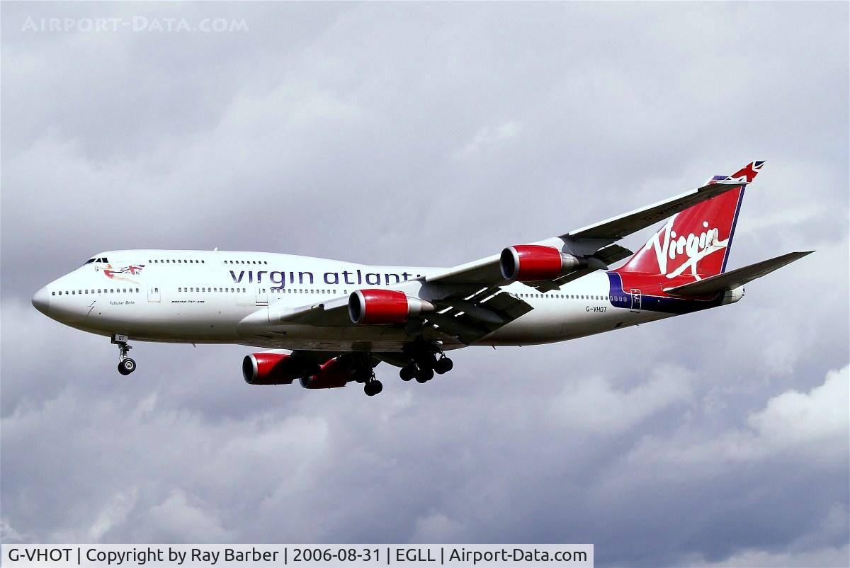 G-VHOT, 1994 Boeing 747-4Q8 C/N 26326, Boeing 747-4Q8 [26326] (Virgin Atlantic) Heathrow~G 31/08/2006. On finals 27L.