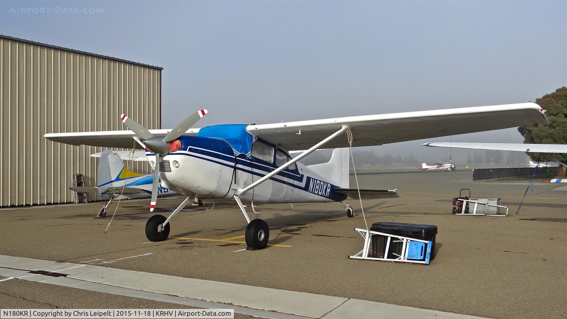 N180KR, 1980 Cessna 180K Skywagon C/N 18053147, Locally-based 1980 Cessna 180K posing in brilliant sunshine at Reid Hillview Airport, San Jose, CA.