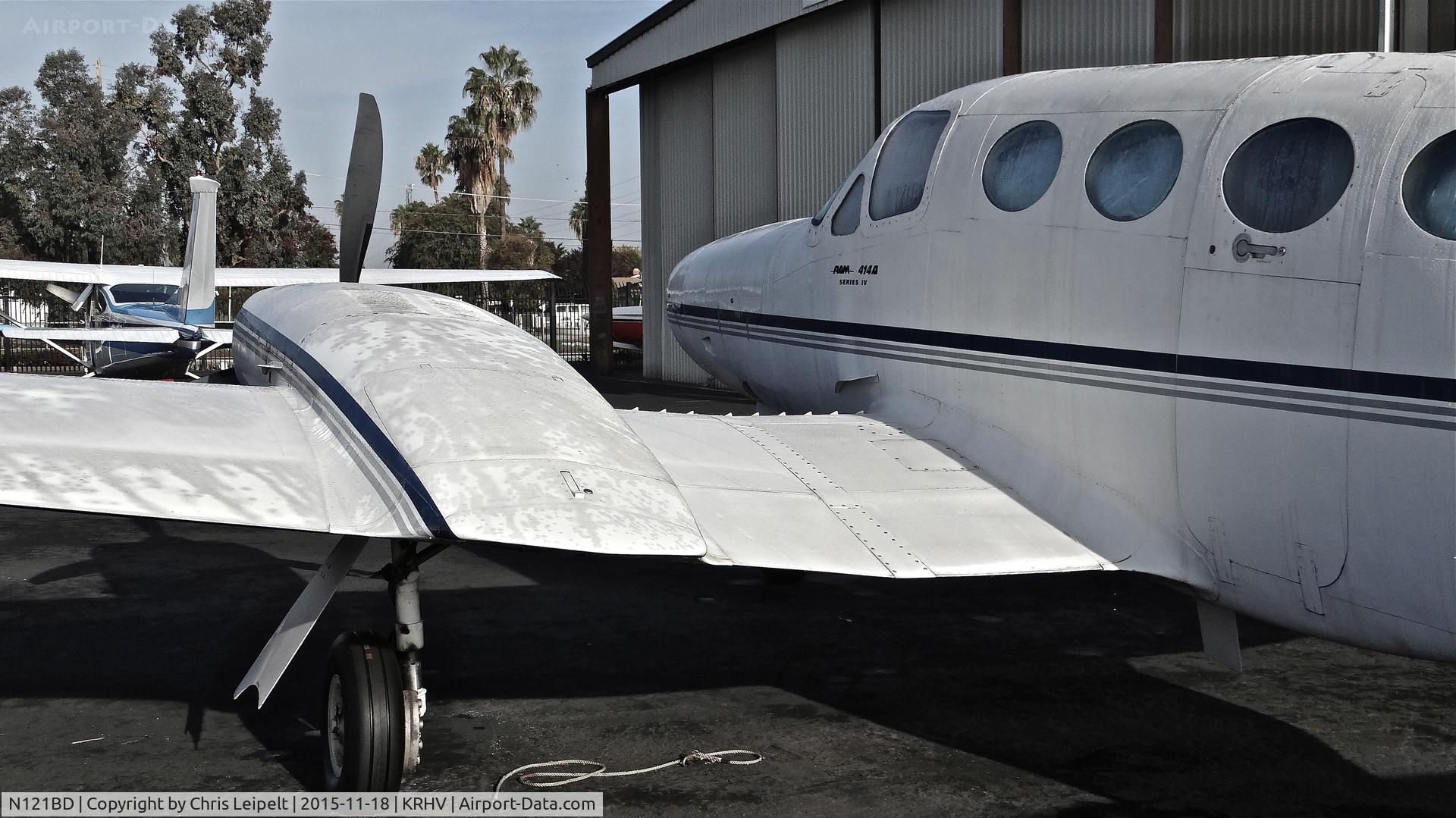 N121BD, 1979 Cessna 414A Chancellor C/N 414A0297, Locally-based 1979 Cessna 414A 'Chancellor' sitting beside the Lafferty hangar at Reid Hillview Airport, San Jose, CA.