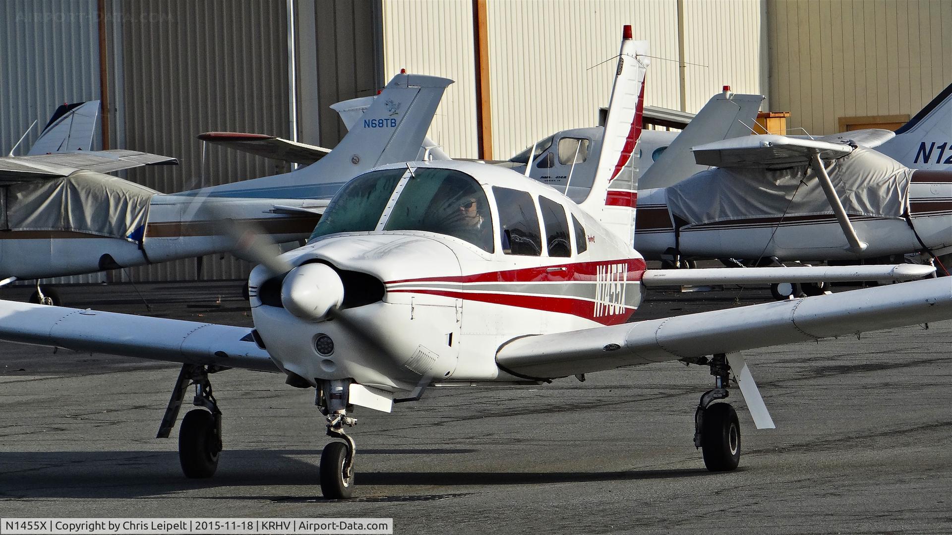 N1455X, 1975 Piper PA-28R-200 Cherokee Arrow C/N 28R-7535285, Locally-based 1975 Piper PA-28R-200 taxing out for departure at Reid Hillview Airport, San Jose, CA.