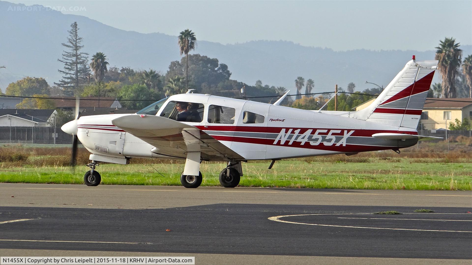N1455X, 1975 Piper PA-28R-200 Cherokee Arrow C/N 28R-7535285, Locally-based 1975 Piper PA-28R-200 taxing out for departure at Reid Hillview Airport, San Jose, CA.