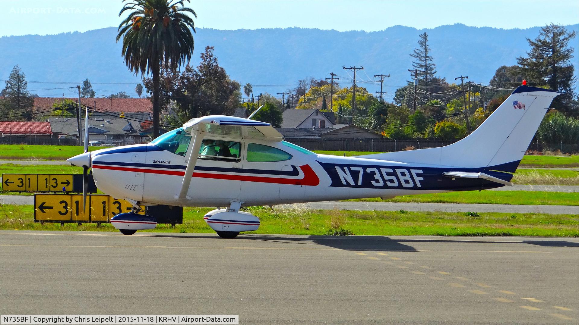 N735BF, 1976 Cessna 182Q Skylane C/N 18265289, California-based 1976 Cessna 182Q taxing out for departure at Reid Hillview Airport, San Jose, CA.
