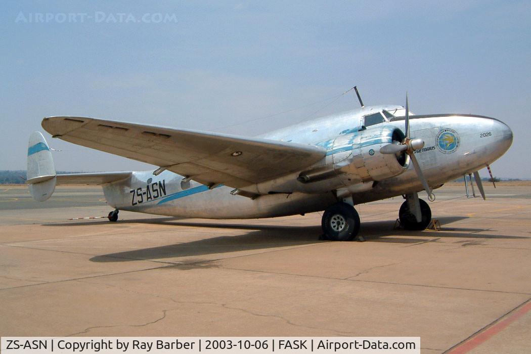 ZS-ASN, 1940 Lockheed 18-08 Lodestar C/N 18-2026, Lockheed 18-08 Lodestar [18-2026] Swartkop~ZS 06/10/2003