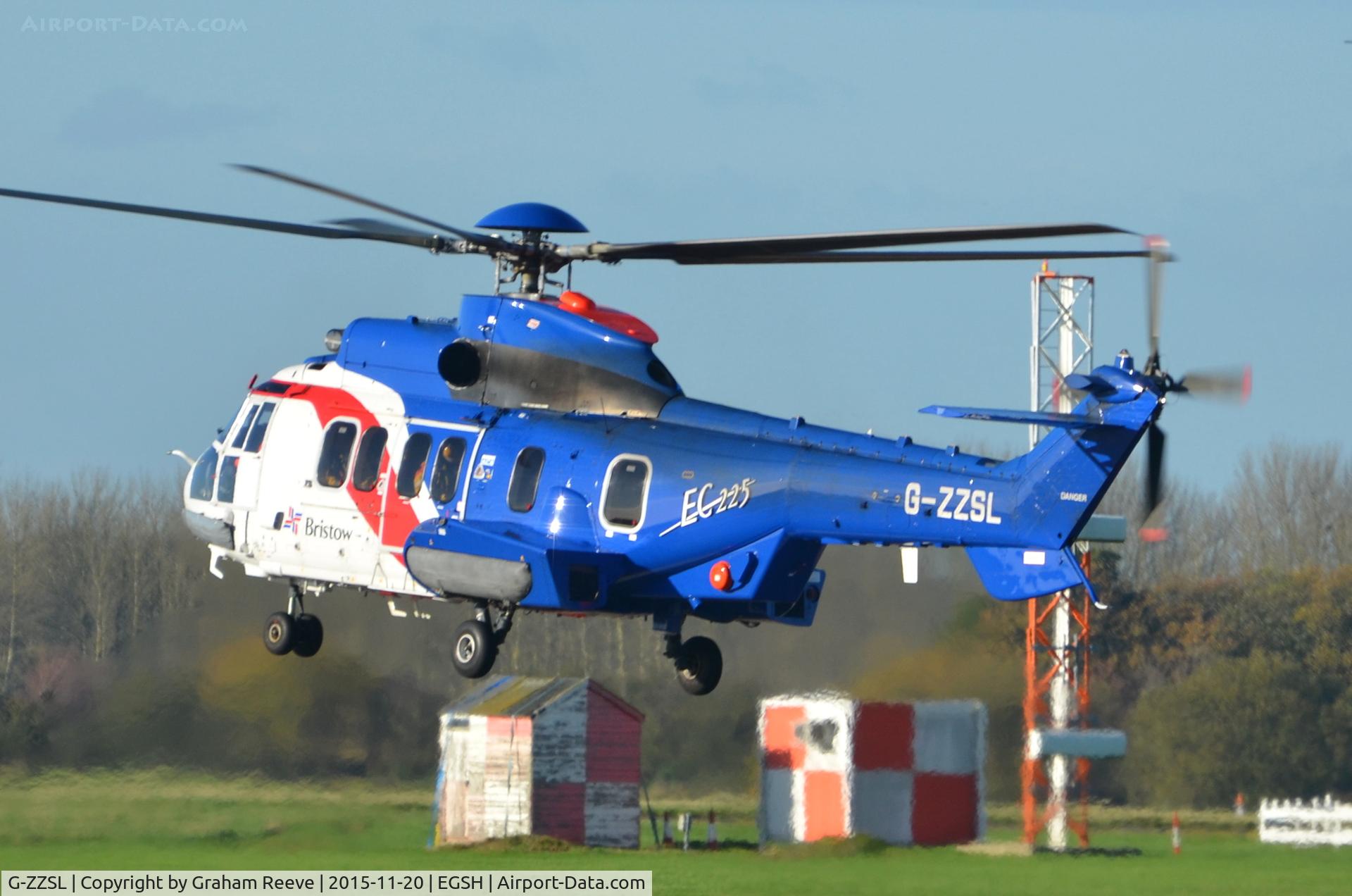 G-ZZSL, 2014 Airbus Helicopters EC-225LP Super Puma C/N 2928, Landing at Norwich.