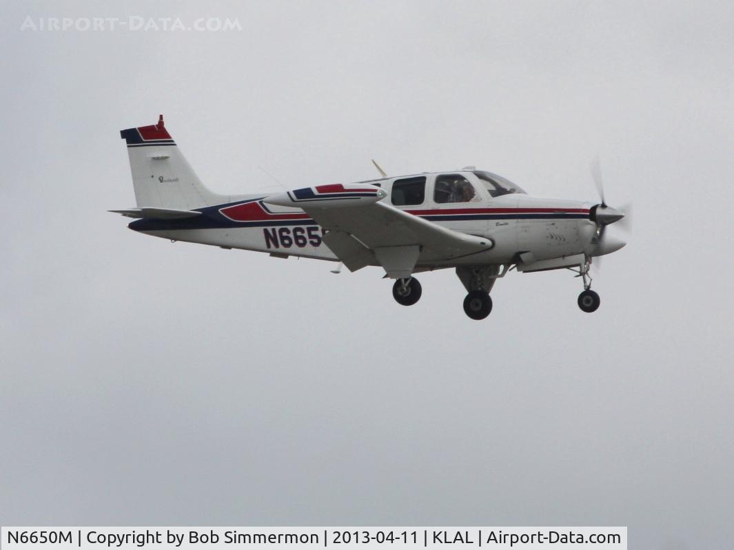 N6650M, 1979 Beech A36 Bonanza 36 C/N E-1518, Arriving at Lakeland, FL - Sun N Fun 2013