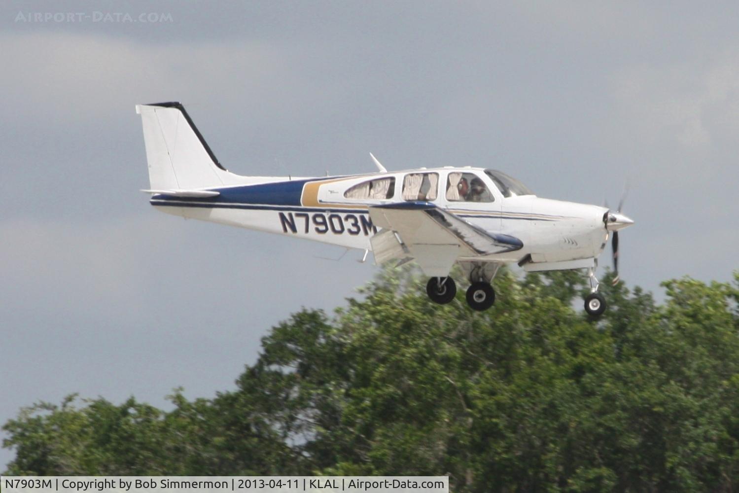 N7903M, 1966 Beech 35-C33A Debonair C/N CE-72, Arriving at Lakeland, FL - Sun N Fun 2013
