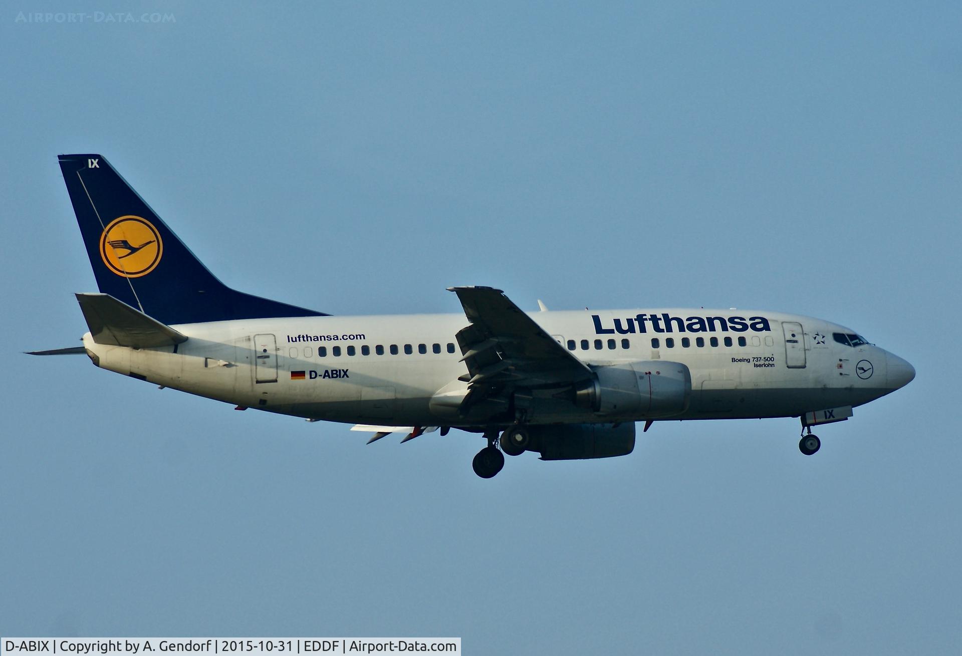 D-ABIX, 1991 Boeing 737-530 C/N 24946, Lufthansa, one of LH's last 737-5 is here on short finals at Frankfurt Rhein/Main(EDDF)