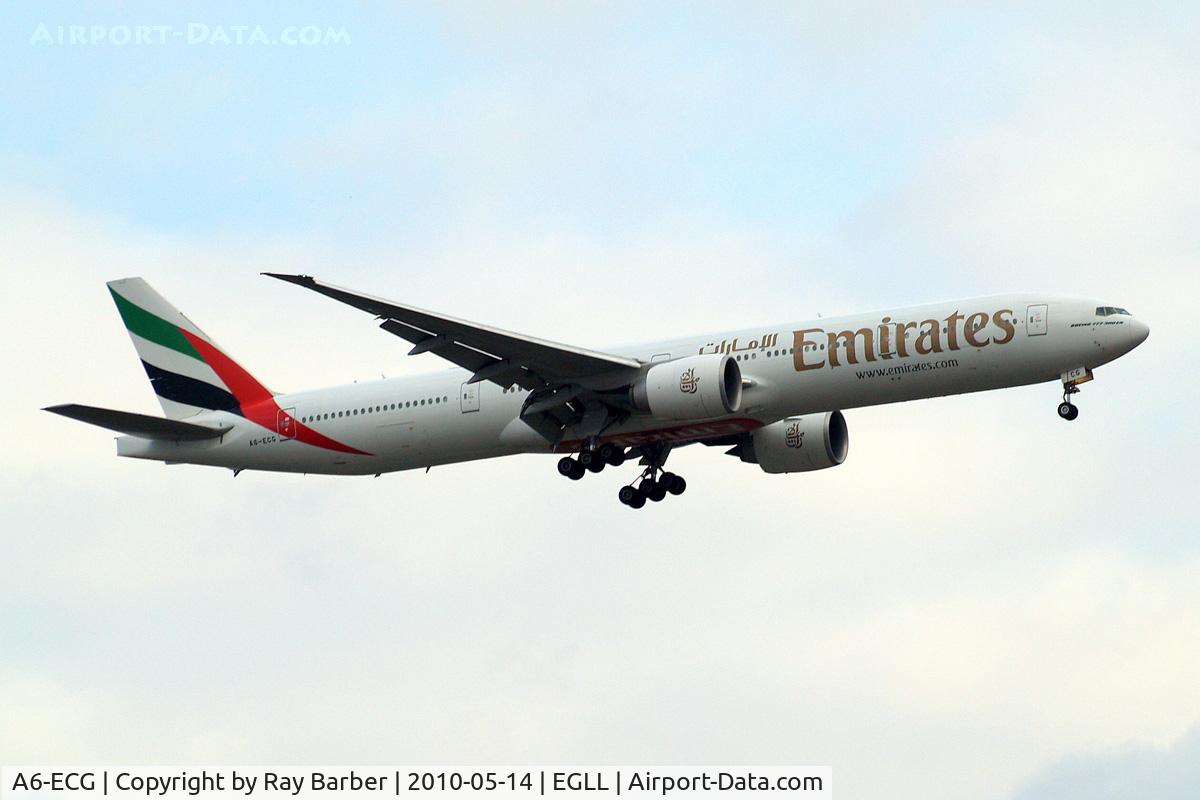 A6-ECG, 2008 Boeing 777-31H/ER C/N 35579, Boeing 777-31HER [35579] (Emirates Airlines) Home~G 14/05/2010. On approach 27L.