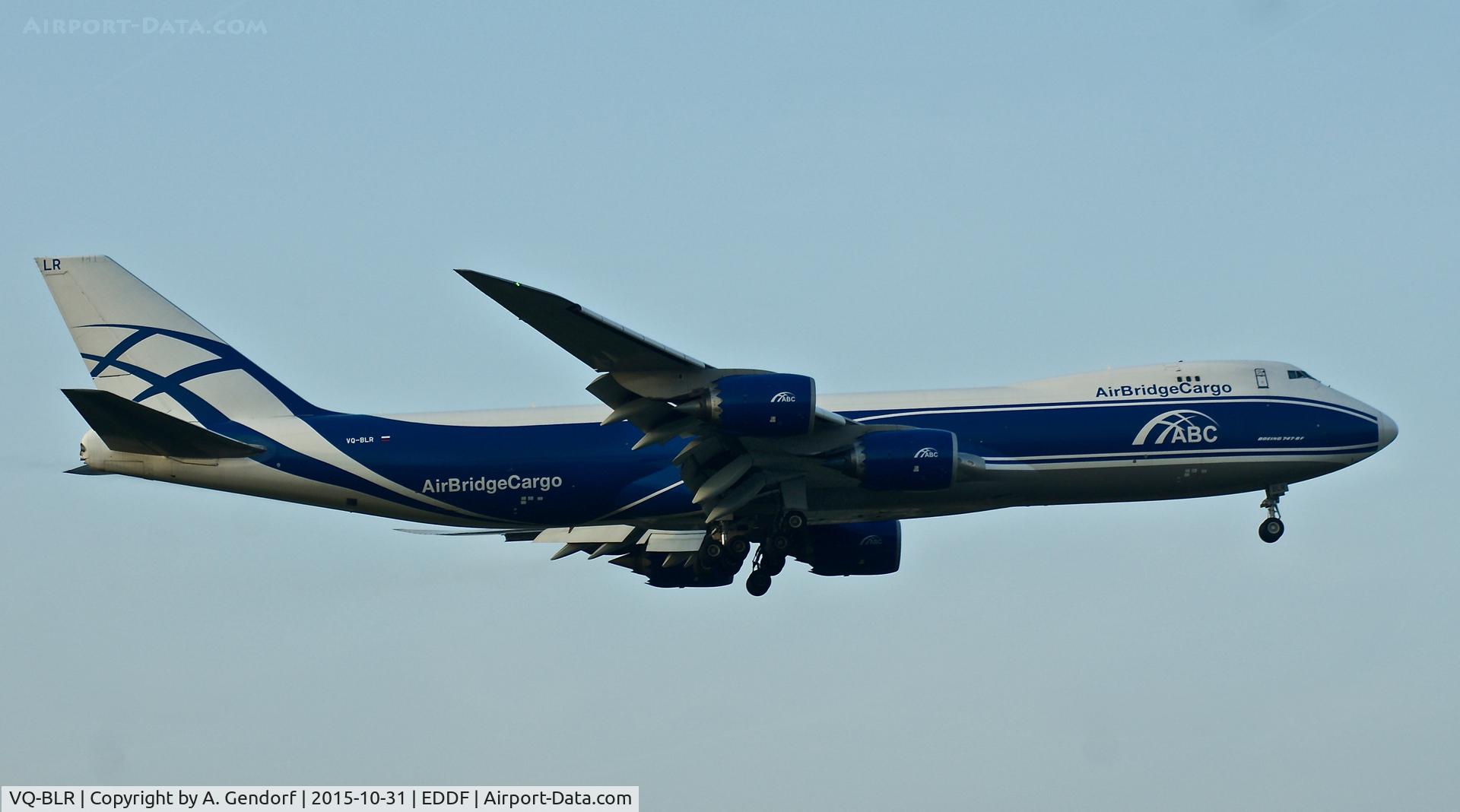 VQ-BLR, 2012 Boeing 747-8HVF C/N 37668, Air Bridge Cargo, is here on final at Frankfurt Rhein/Main(EDDF)