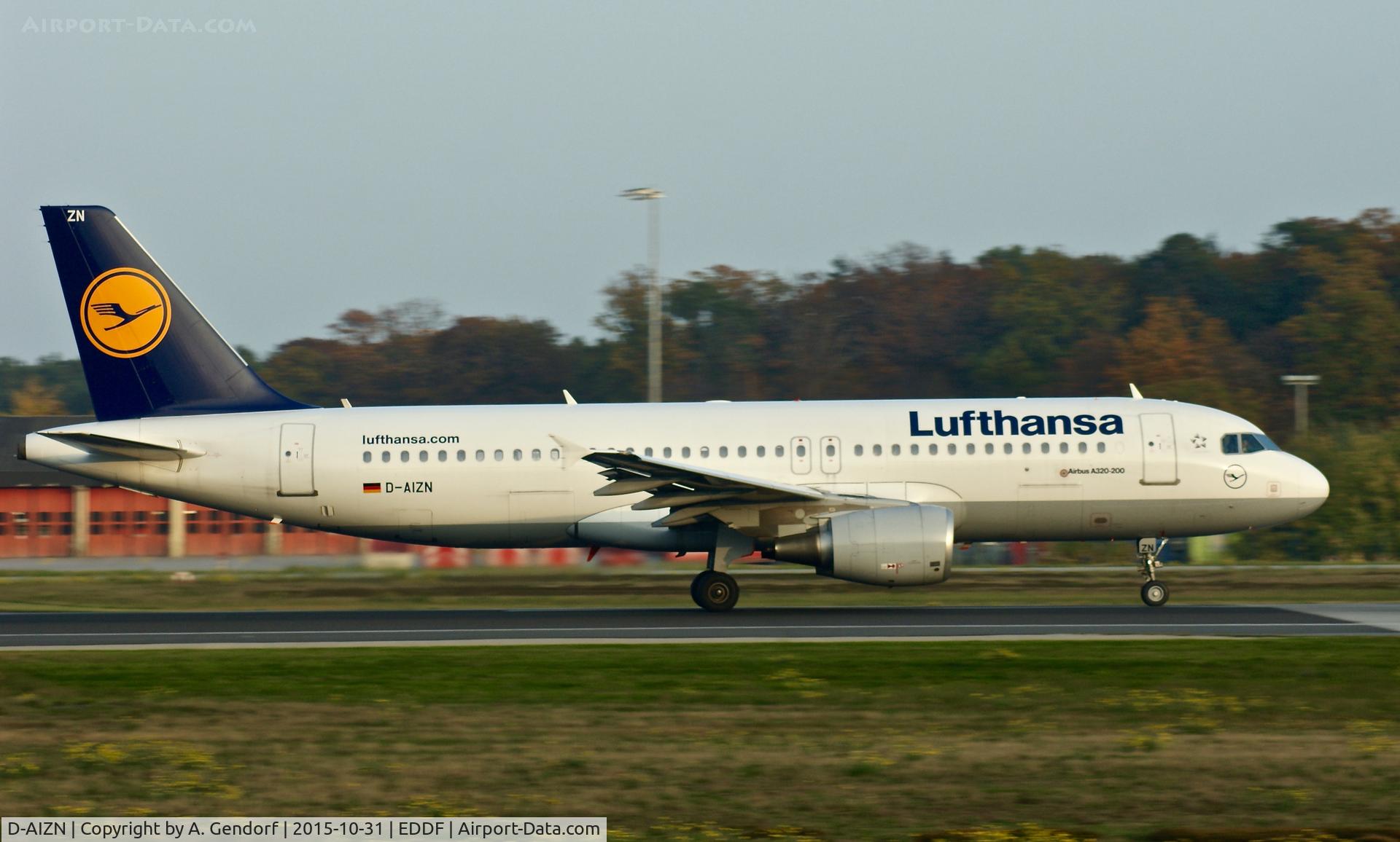 D-AIZN, 2012 Airbus A320-214 C/N 5425, Lufthansa, is here speeding up on RWY 18 at Frankfurt Rhein/Main(EDDF)