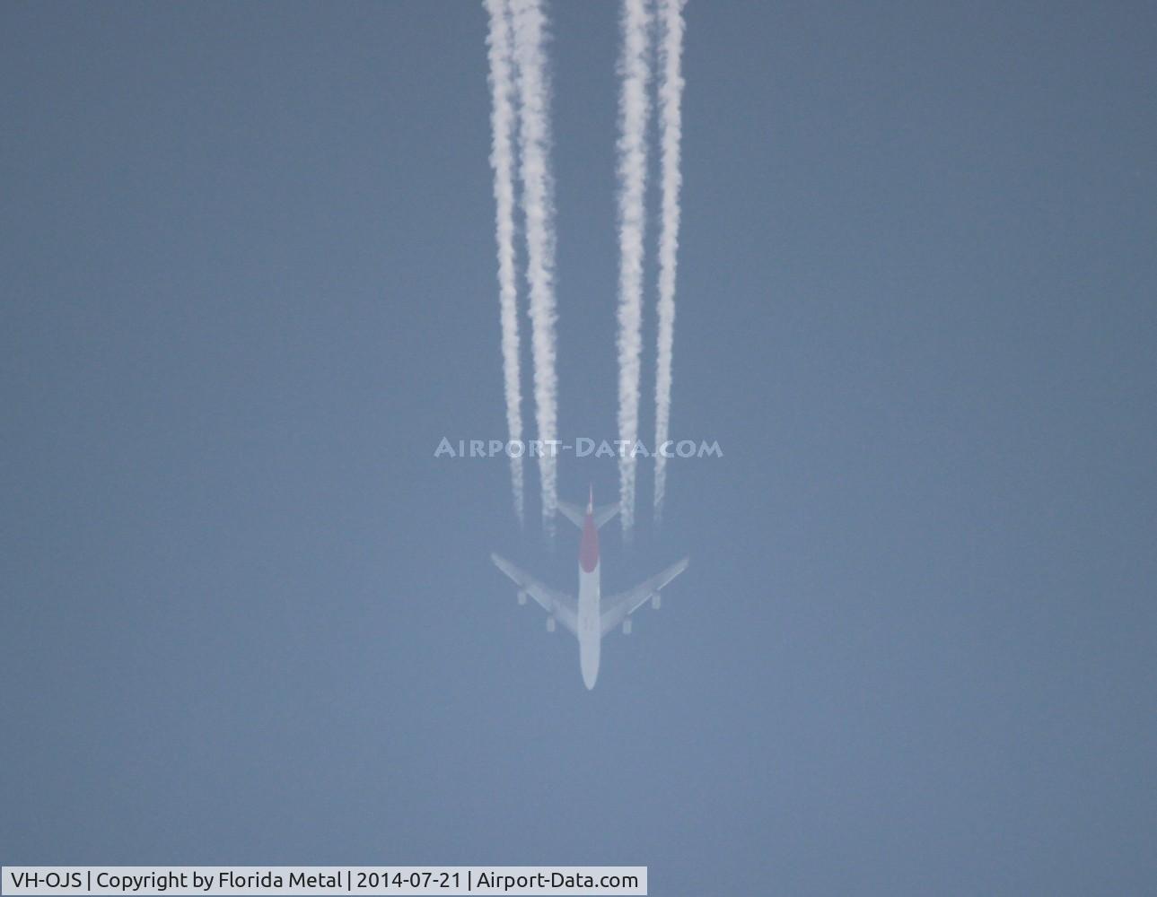 VH-OJS, 1999 Boeing 747-438 C/N 25564, Qantas 747-400 flying LAX-JFK over Livonia Michigan at 35,000 ft