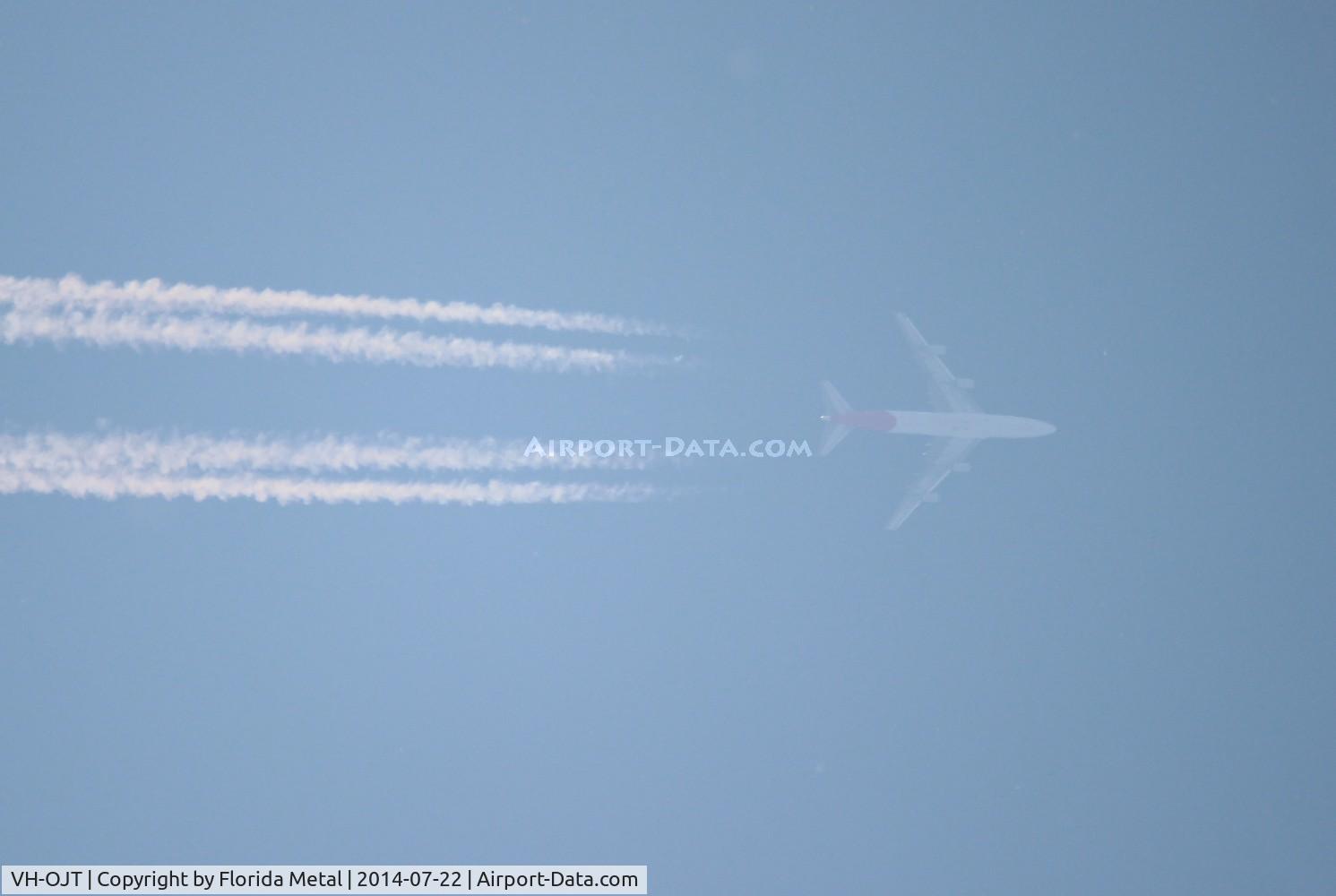 VH-OJT, 1999 Boeing 747-438 C/N 25565, Qantas 747-400 flying over Livonia Michigan at 36,000 ft LAX-JFK